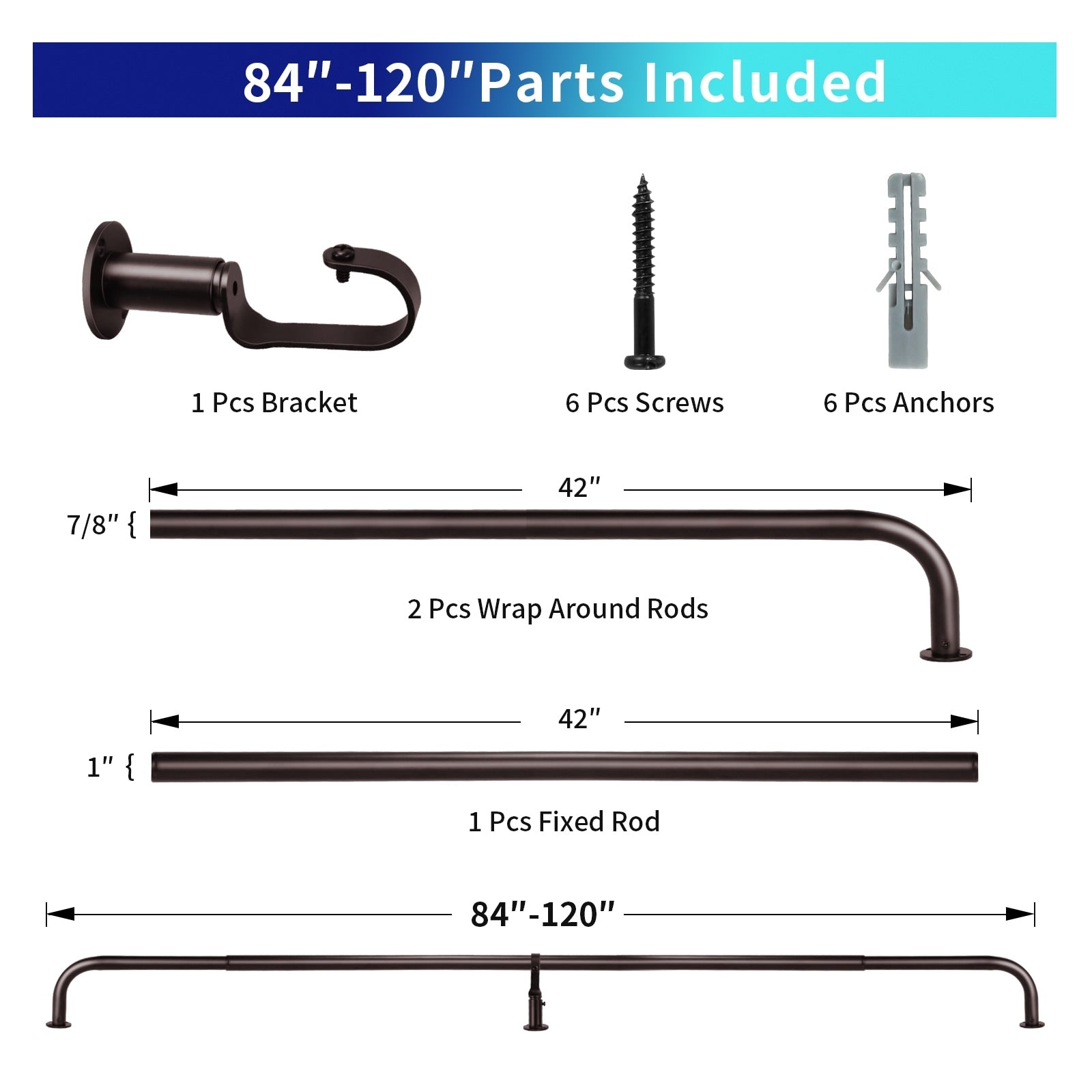 Energy-saving Wraparound Adjustable French Blackout Curtain Rod Set