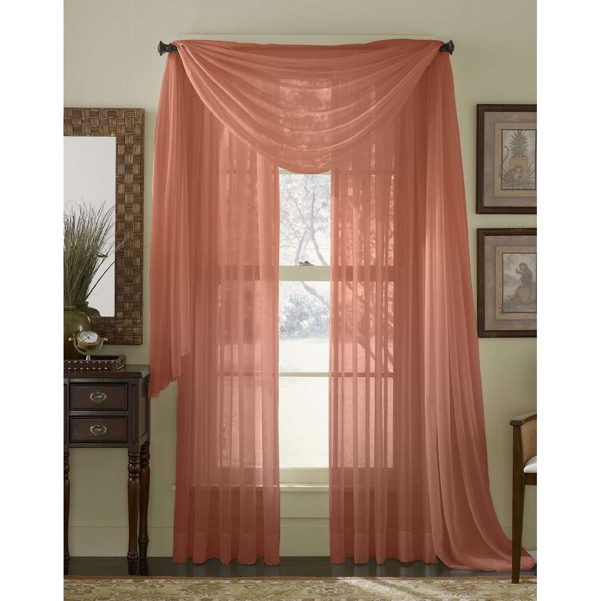 HLC.me Sheer Voile Window Treatment Rod Pocket Curtain Panels for Bedroom, Living Room, Kitchen - Set of 2 panels