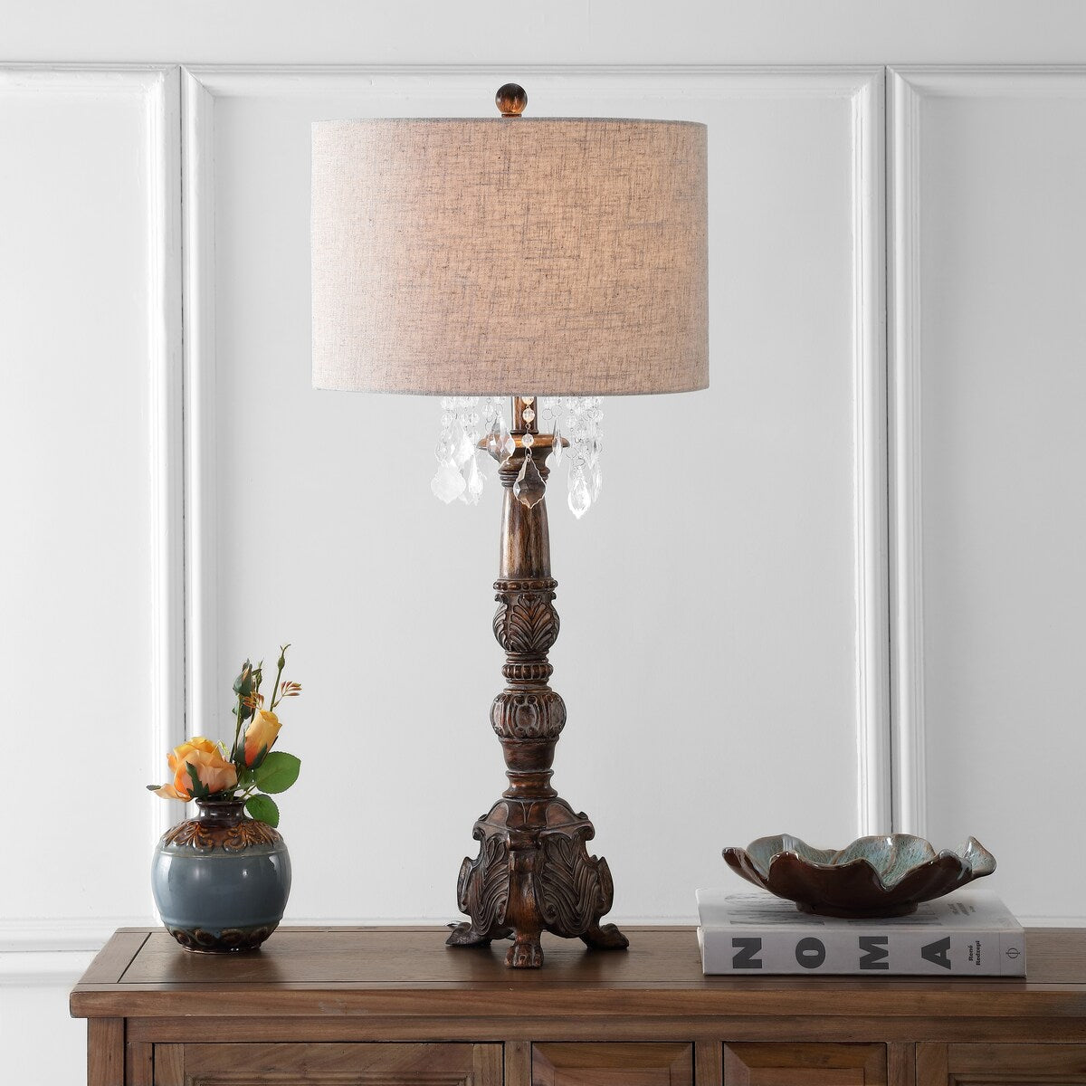 Regent 33.5 Resin/Acrylic LED Table Lamp, Antique Brown by JONATHAN Y