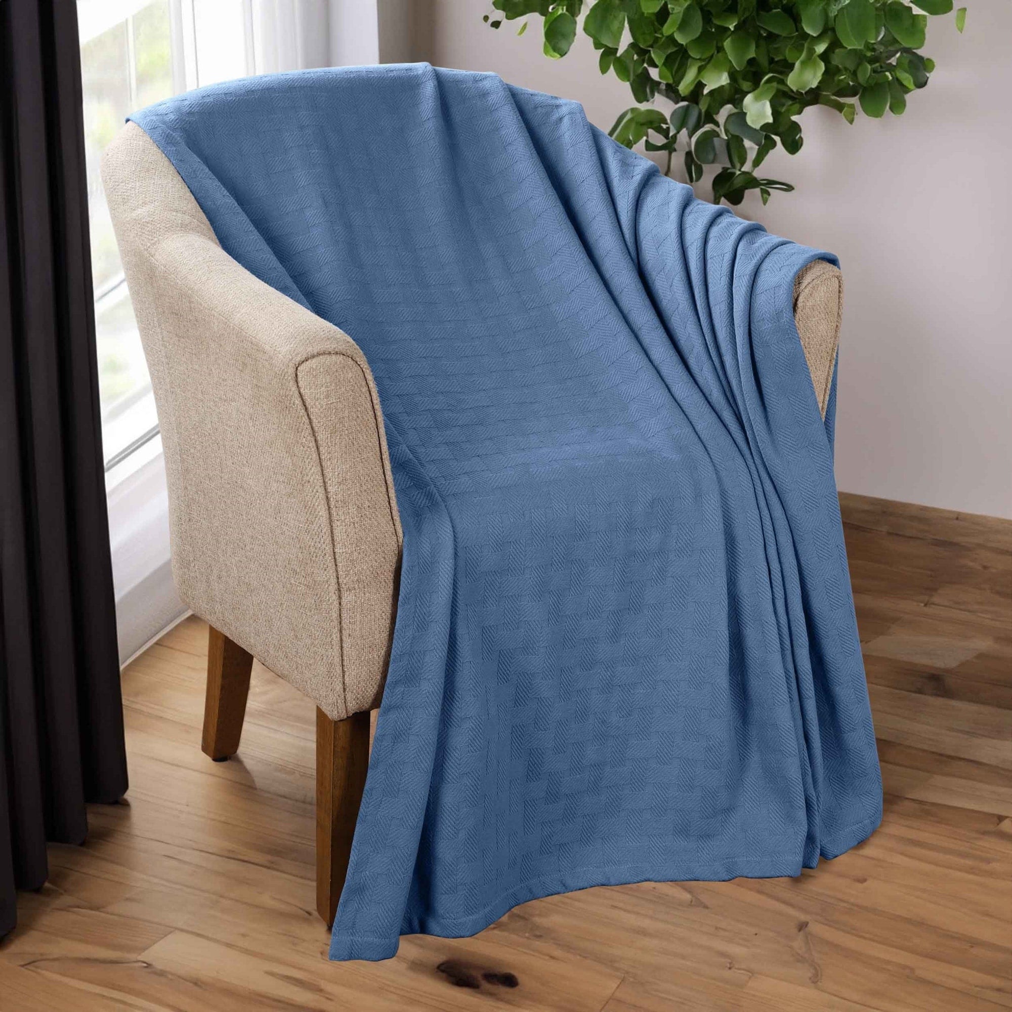 Superior Basketweave All-Season Bedding Cotton Blanket