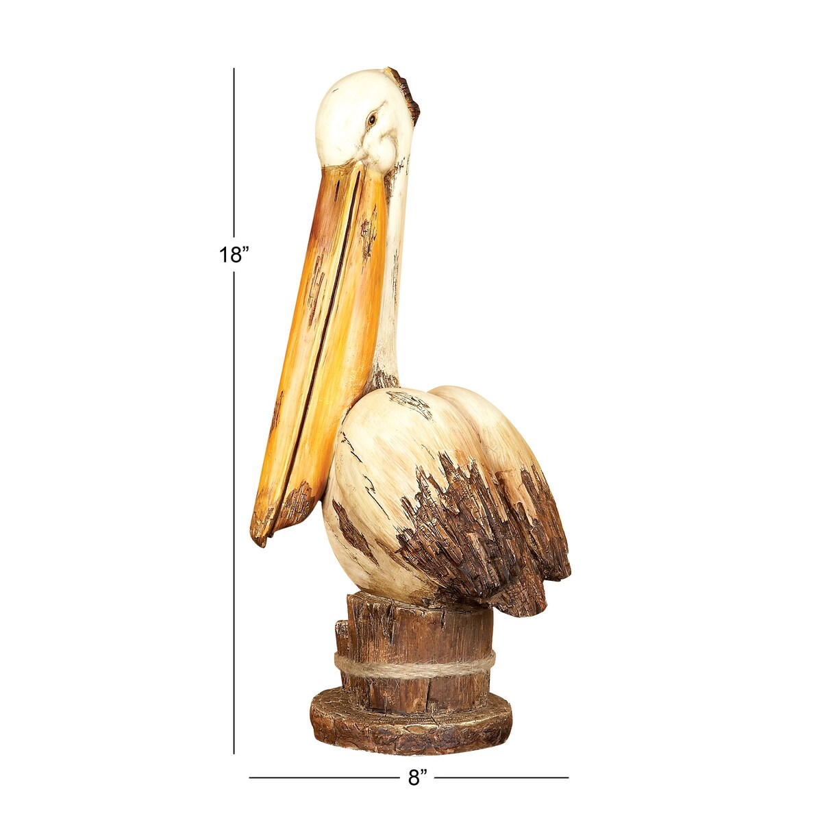 Polystone Pelican Decorative Sculpture - Cream - Roche River Decor