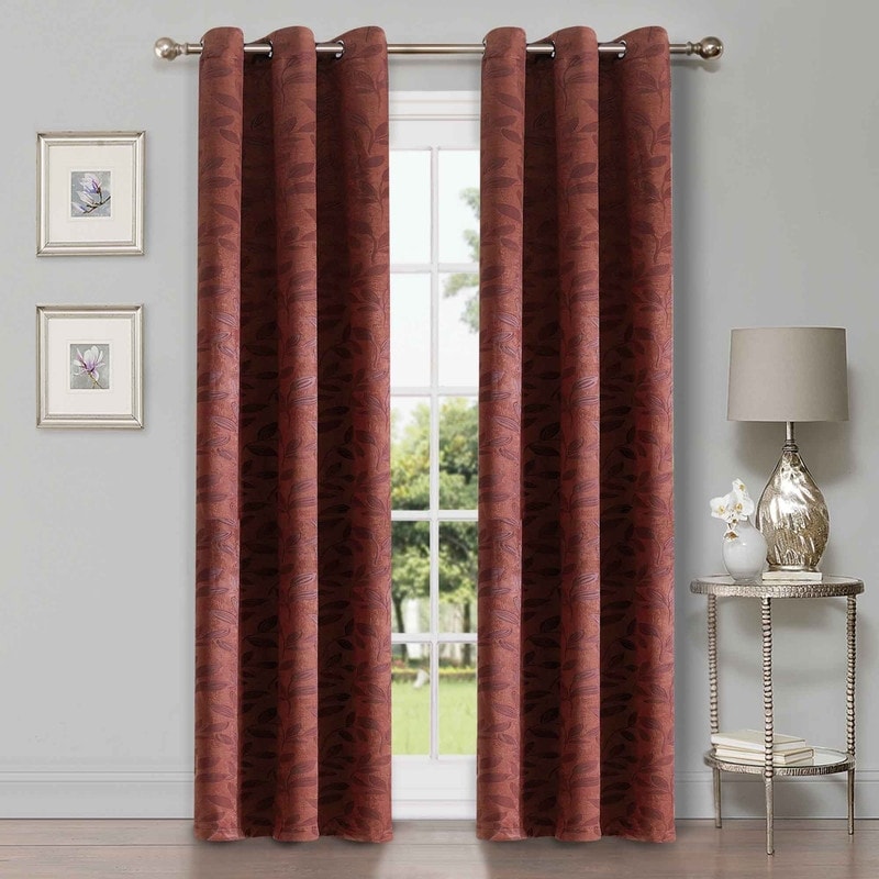 Superior Modern Bohemian Leaves Room Darkening Blackout Curtains, Rod Pocket or Grommets, Set of 2