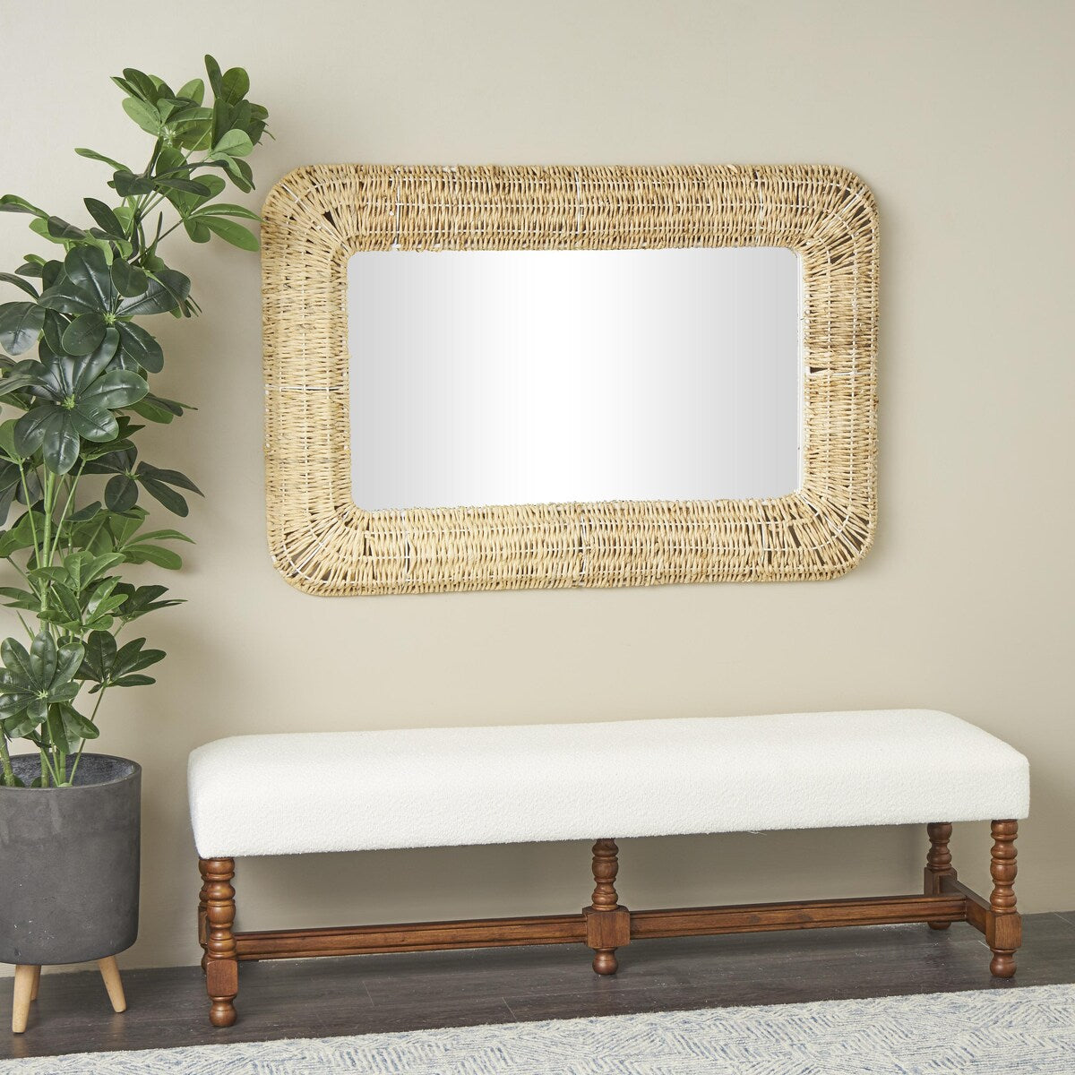 Handmade Rope Room Wall Mirror - Brown - Roche River Decor