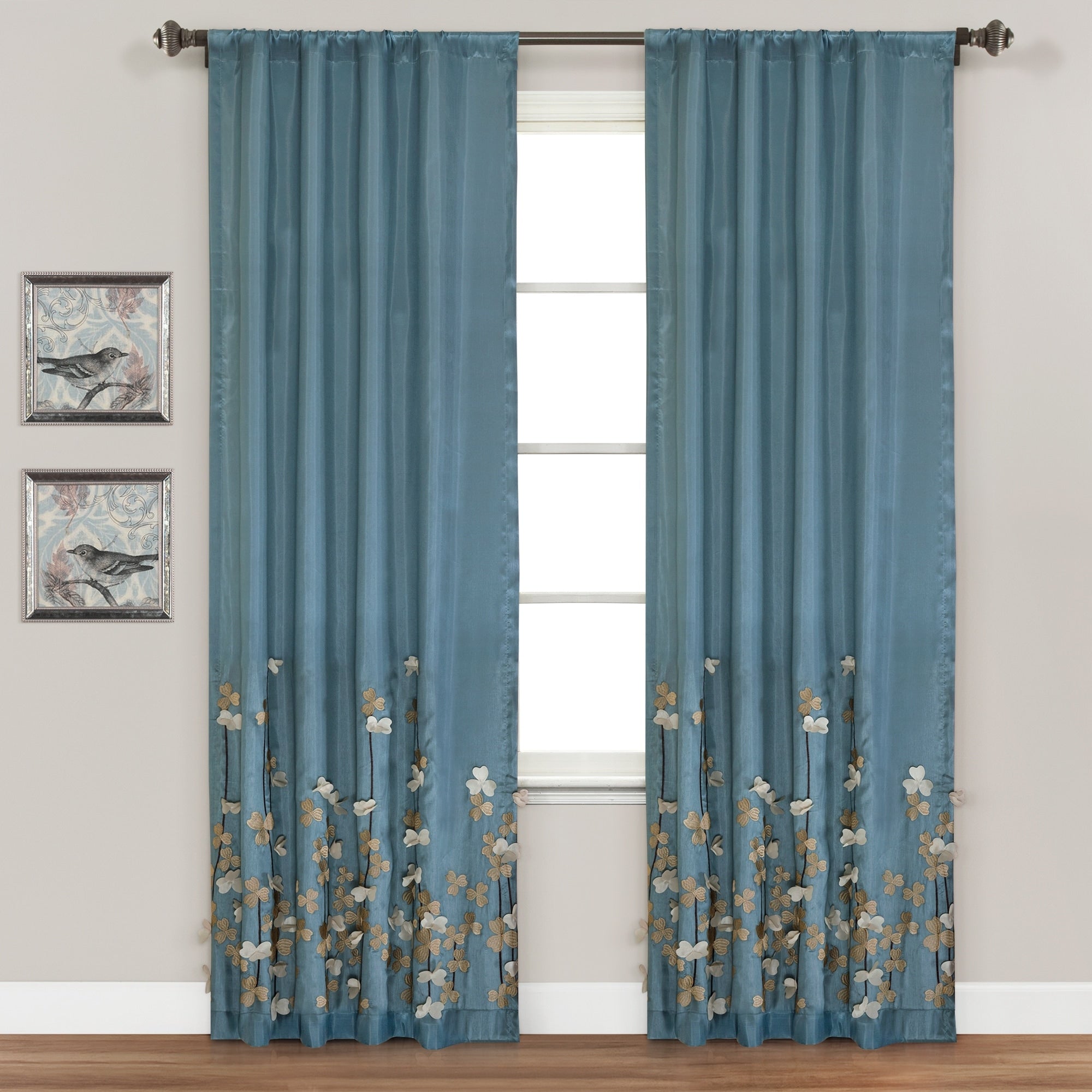 Lush Decor Weeping Flowers Room Darkening Curtain Panel Pair