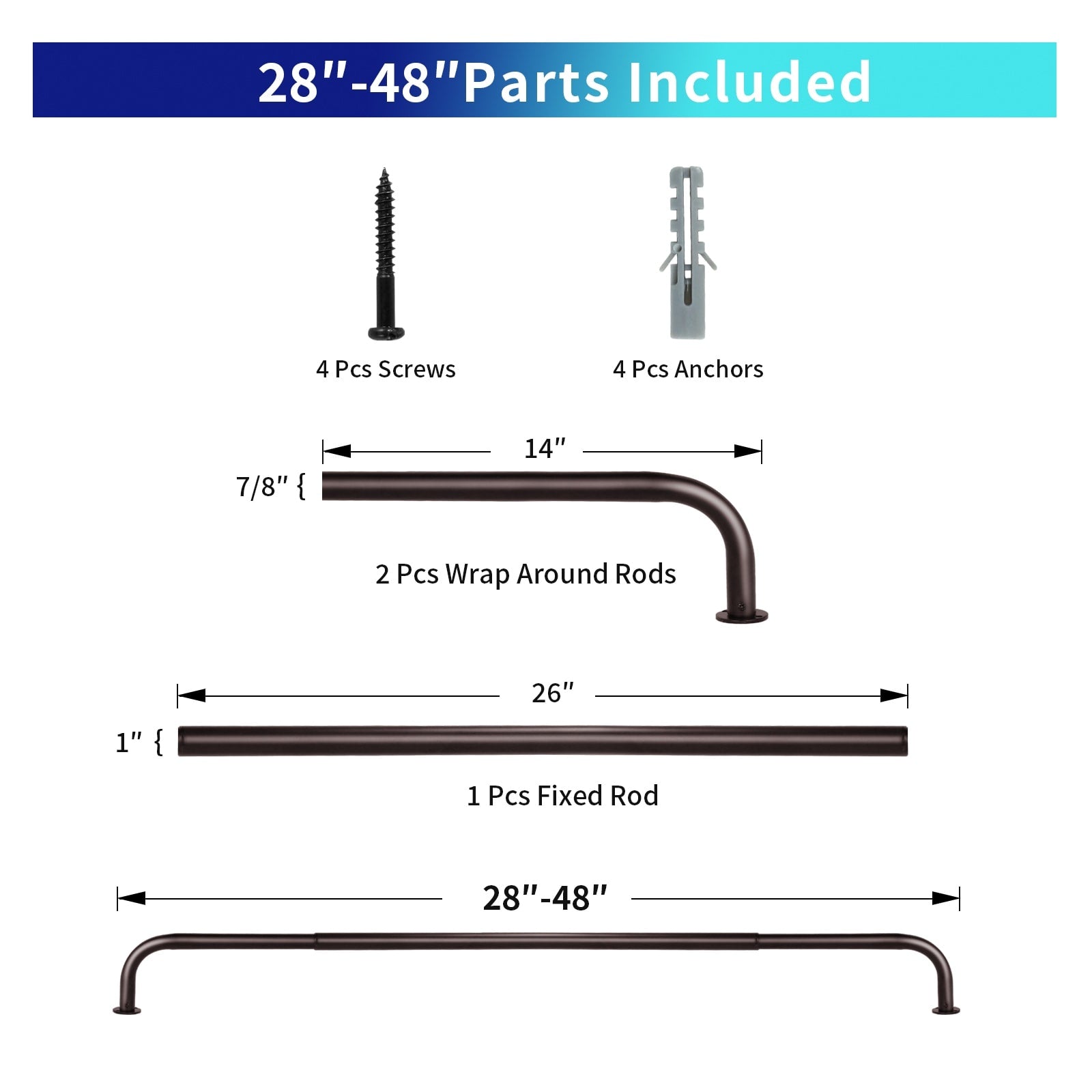 Energy-saving Wraparound Adjustable French Blackout Curtain Rod Set