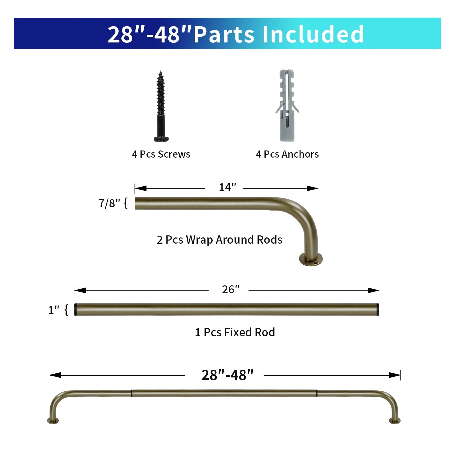 Energy-saving Wraparound Adjustable French Blackout Curtain Rod Set