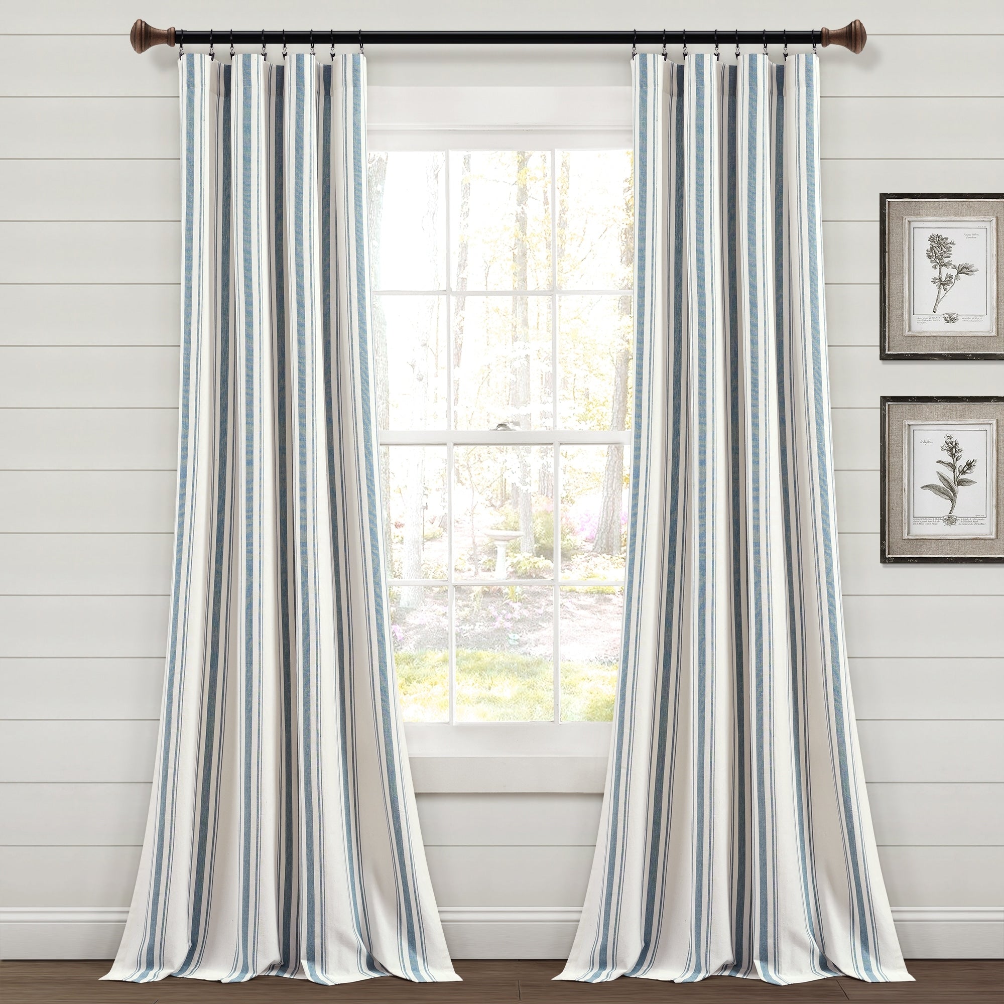 Lush Decor Farmhouse Stripe Yarn Dyed Cotton Window Curtain Panel Pair