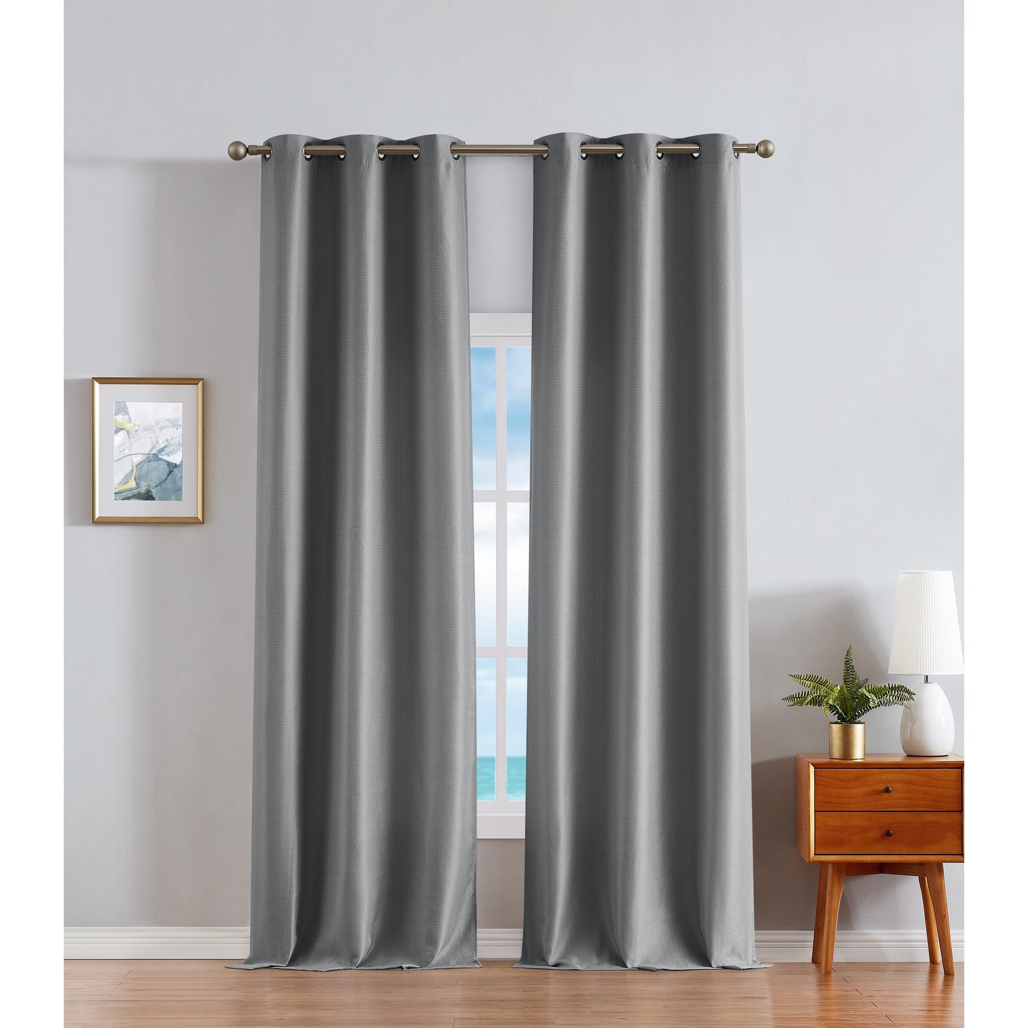 Nautica Milton Thermal Woven Room Darkening Grommet Window Curtain Panel Pair