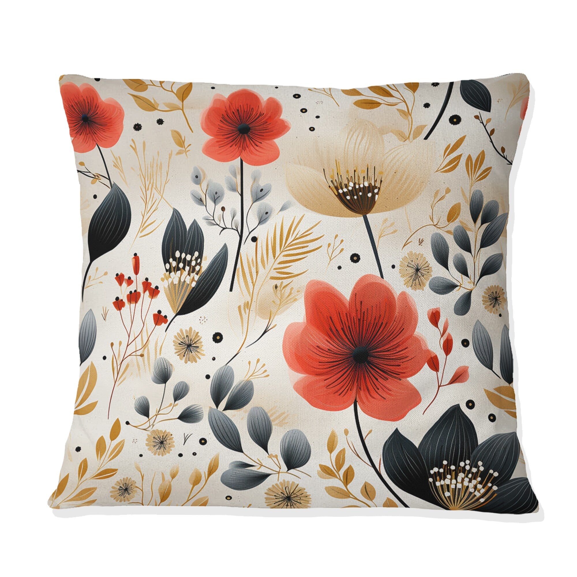 Designart Watercolor Whimsy Coral Floral Pattern Floral Printed Throw Pillow