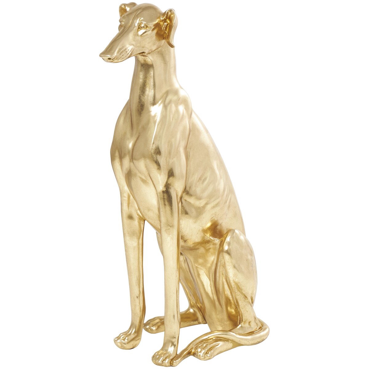 Resin Dog Sitting Greyhound Decorative Sculpture - Gold - Roche River Decor