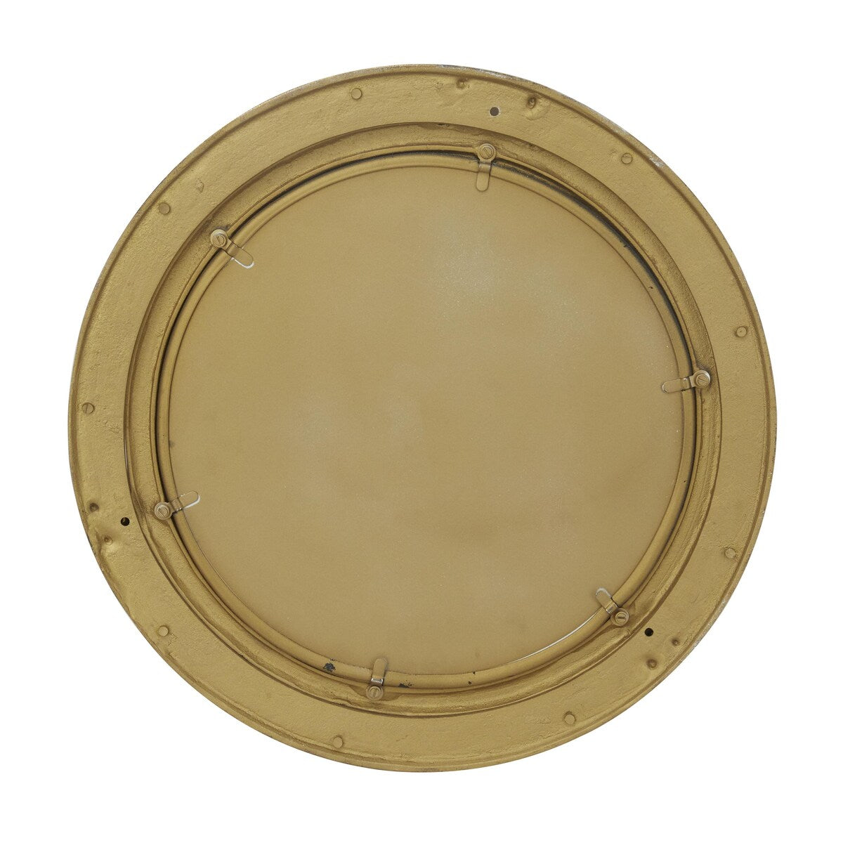 Brass Metal Sail Boat Room Wall Mirror with Port Hole Detailing - Gold - The Novogratz