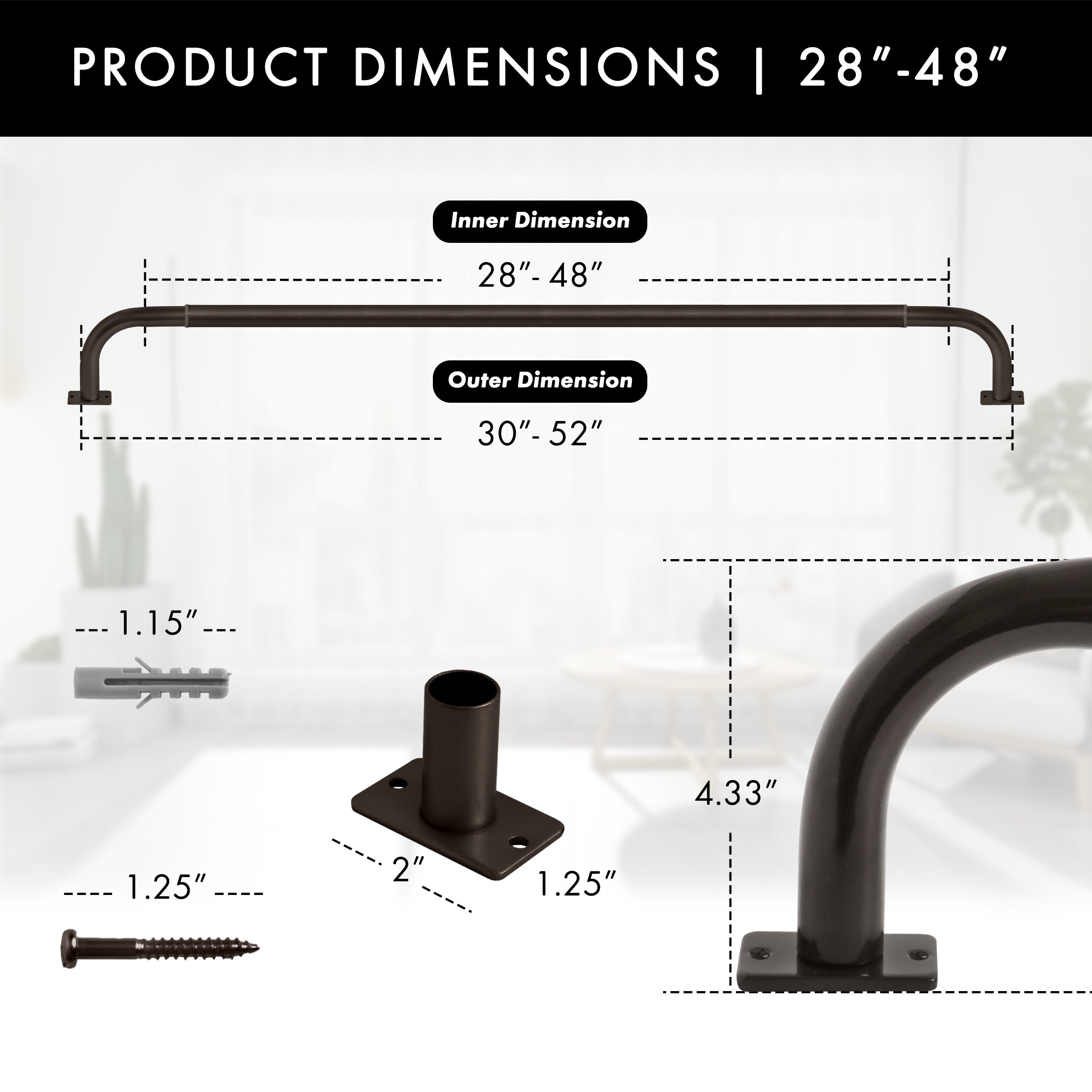 Meriville 1-Inch Diameter Wrap Around Blackout Curtain Rod