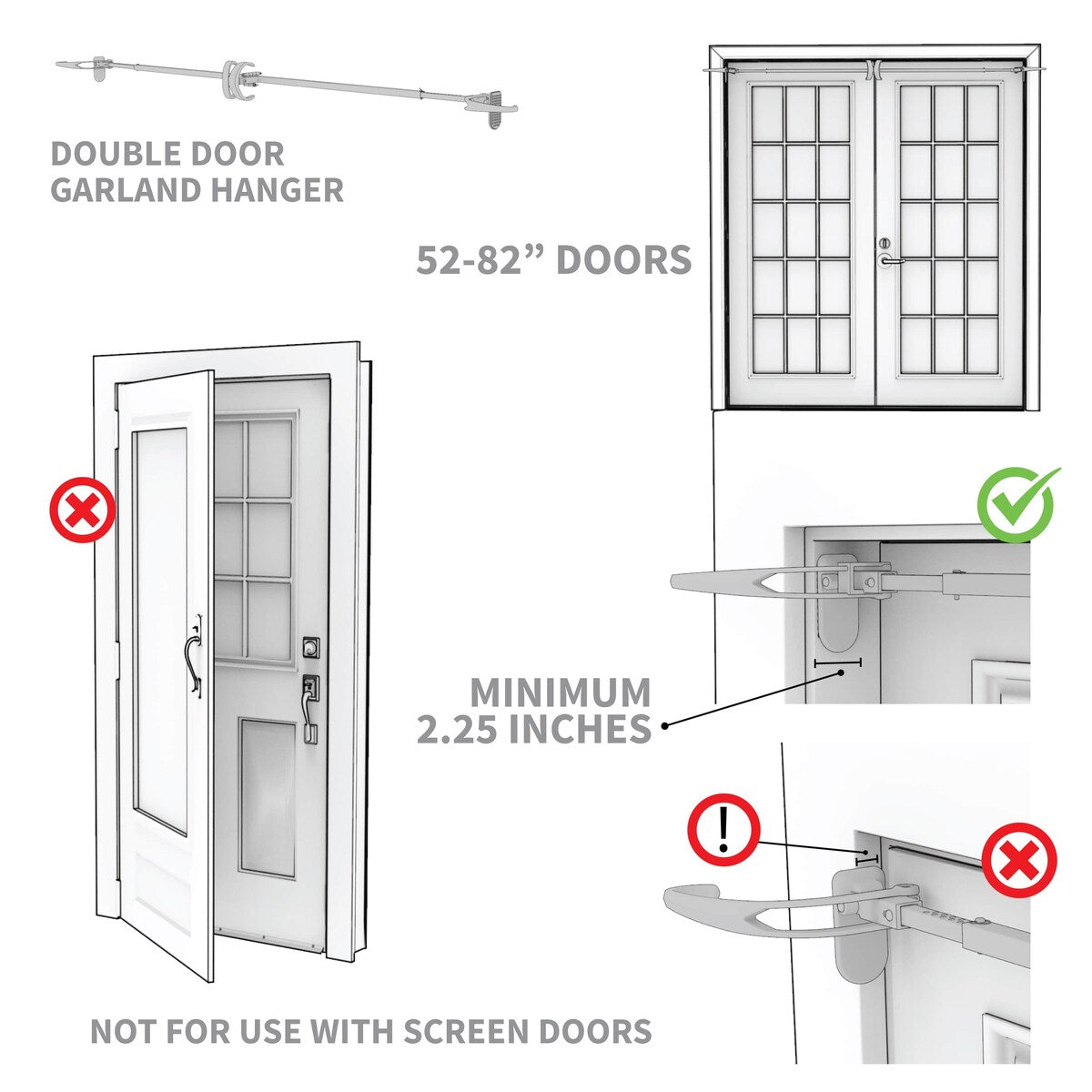 Garland Hanger - Double Door (52-82 Inch Doors) (Brown)