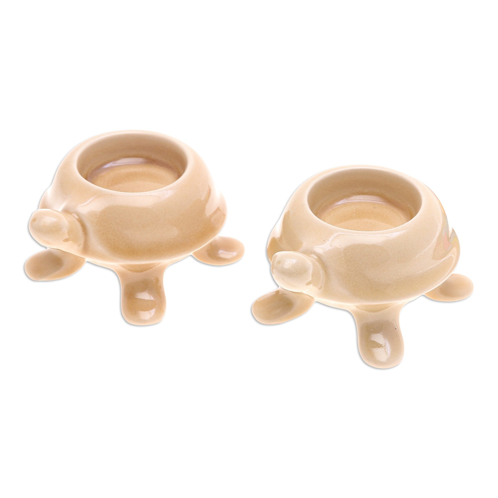 Novica Handmade Warm Guide Ceramic Tealight Candleholders (Pair)