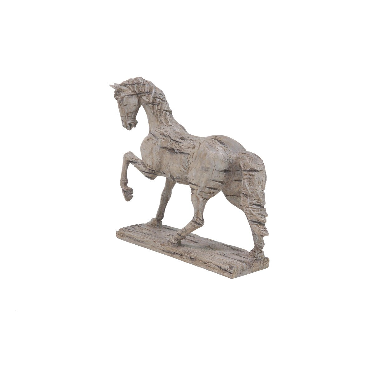 Polystone Horse Prancing Decorative Sculpture - Beige - Roche River Decor