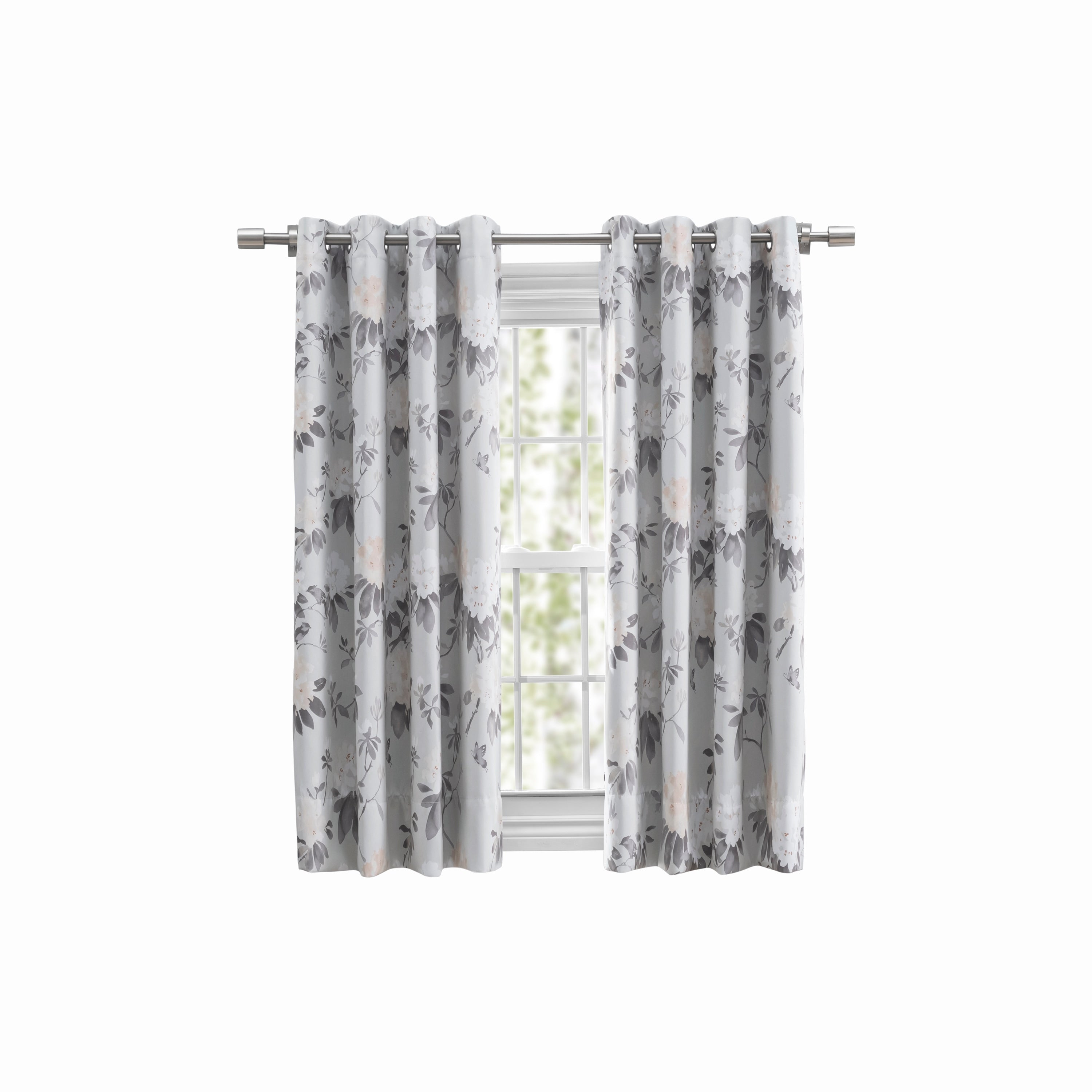 Mystic Garden Floral Premium Blackout Grommet Short Curtain Panel W Wand