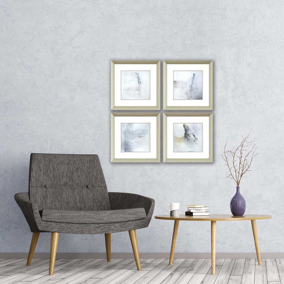 A Glimpse S/4 Framed Art Giclee Under Glass - Grey