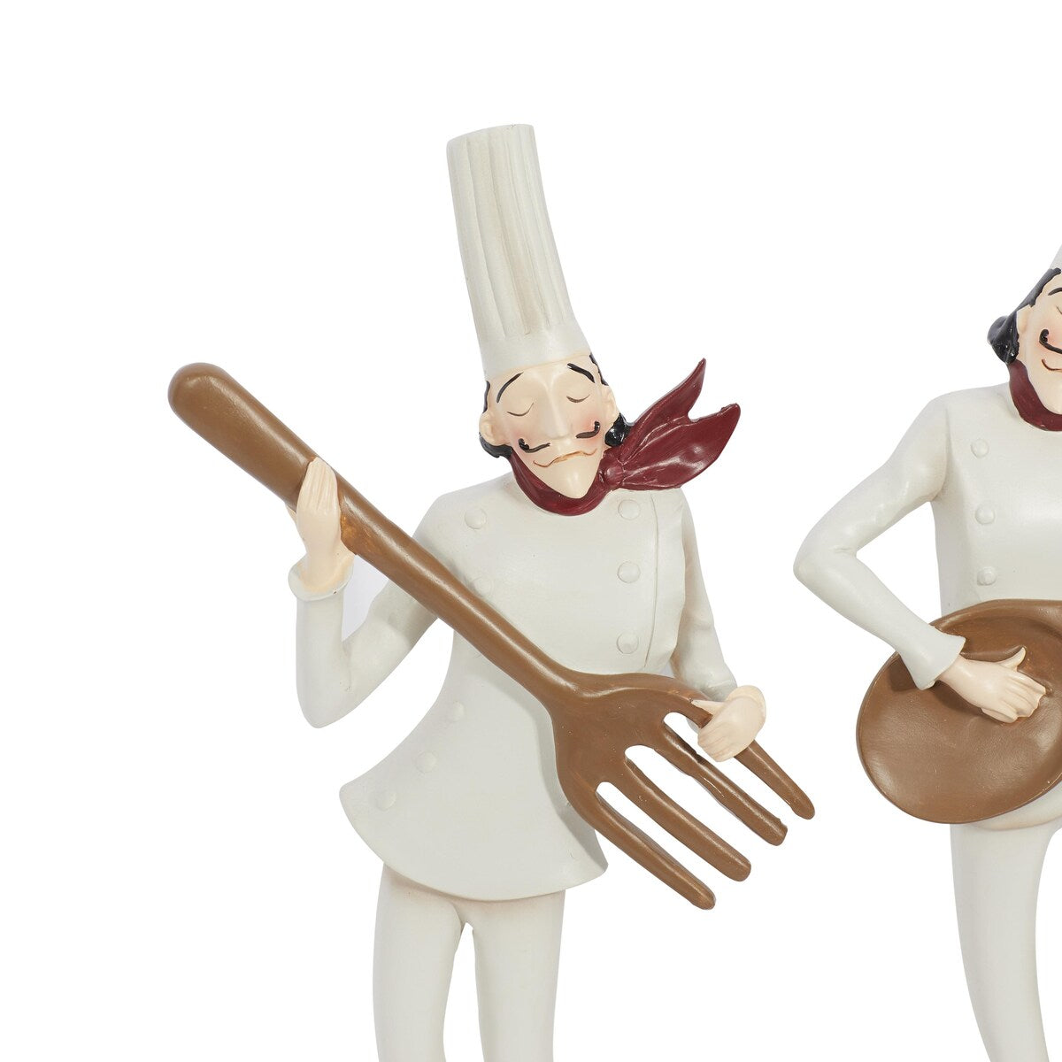 Polystone Chef Decorative Sculpture with Musical Instruments - Set of 3 White - Roche River Decor