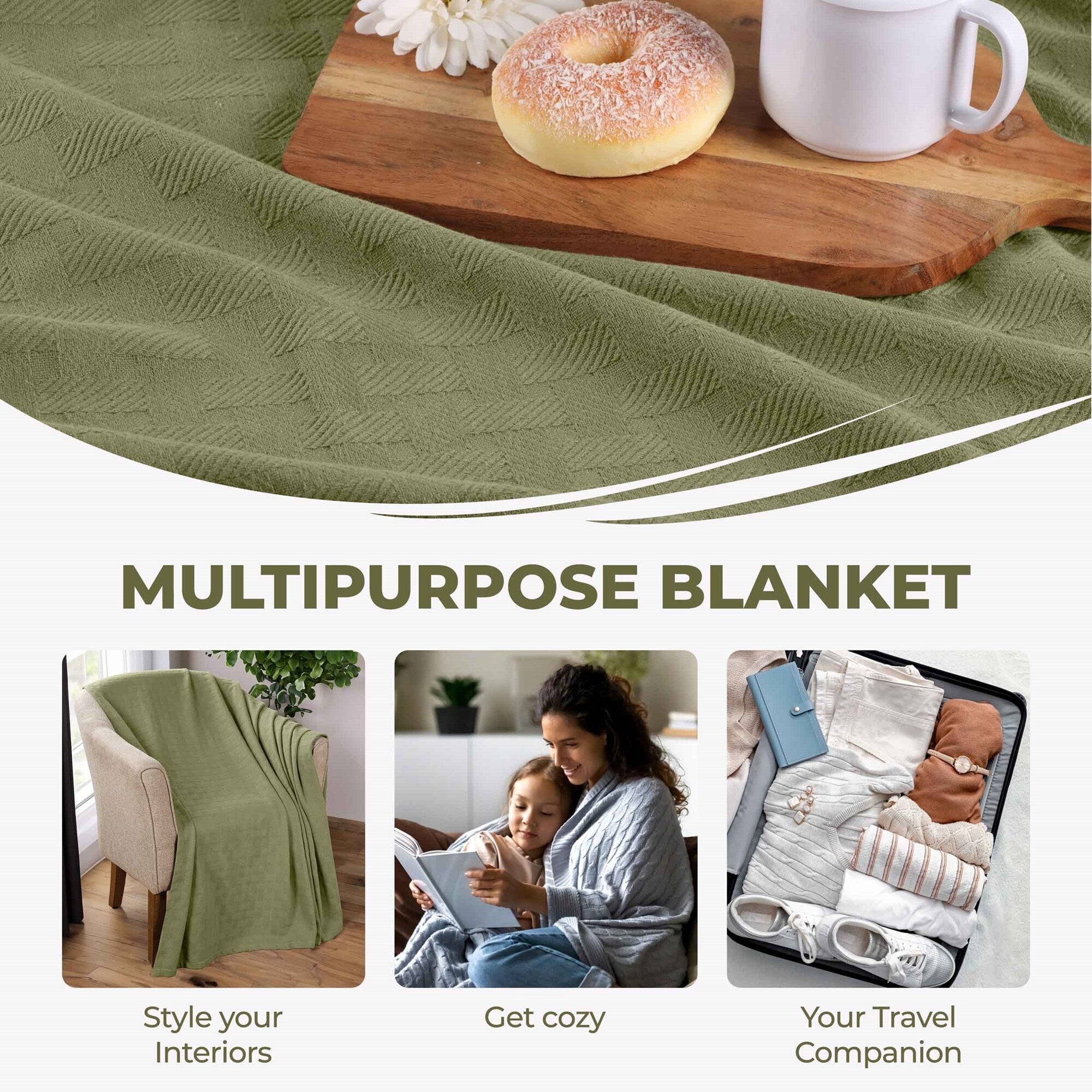 Superior Basketweave All-Season Bedding Cotton Blanket