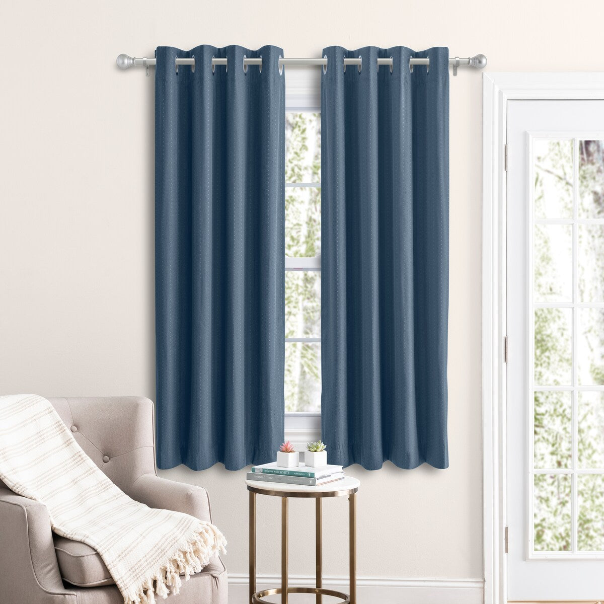 Grand Pointe 54 inch Length Grommet Short Blackout Curtain Panel with Attachable Wand