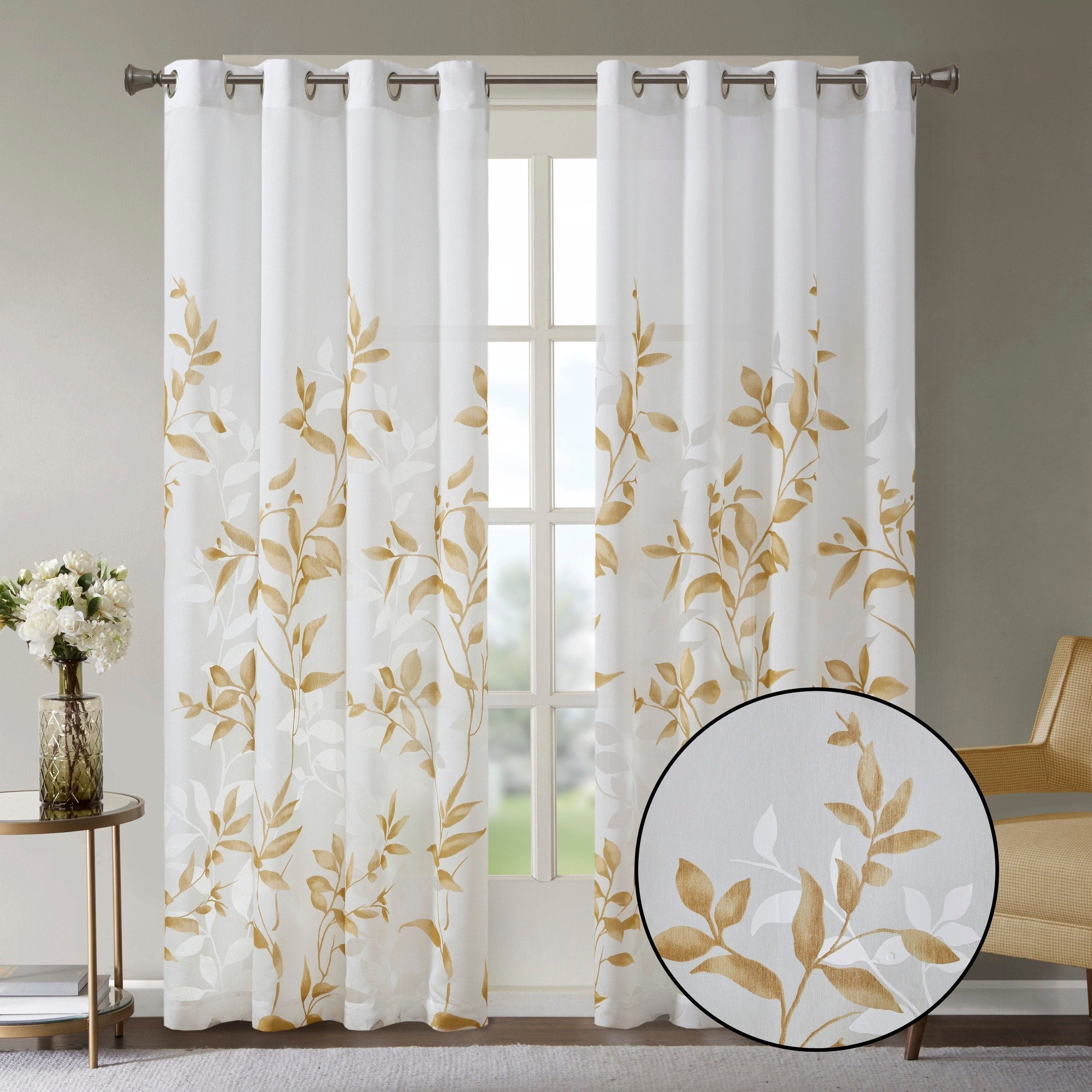 Madison Park Vera Burnout Printed Curtain Panel