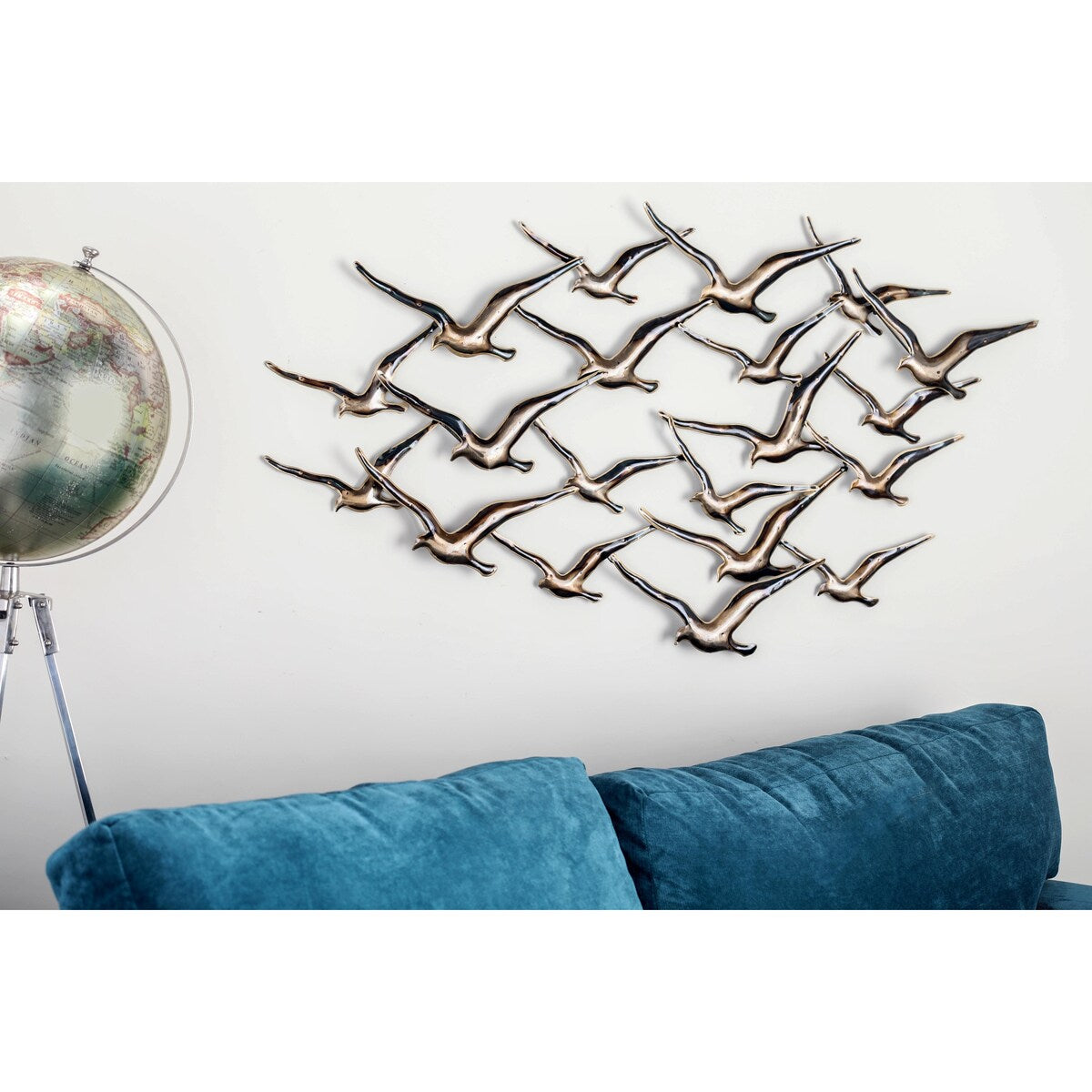 Metal Bird Flying Flock Of Home Wall Decor - Gold - Roche River Decor