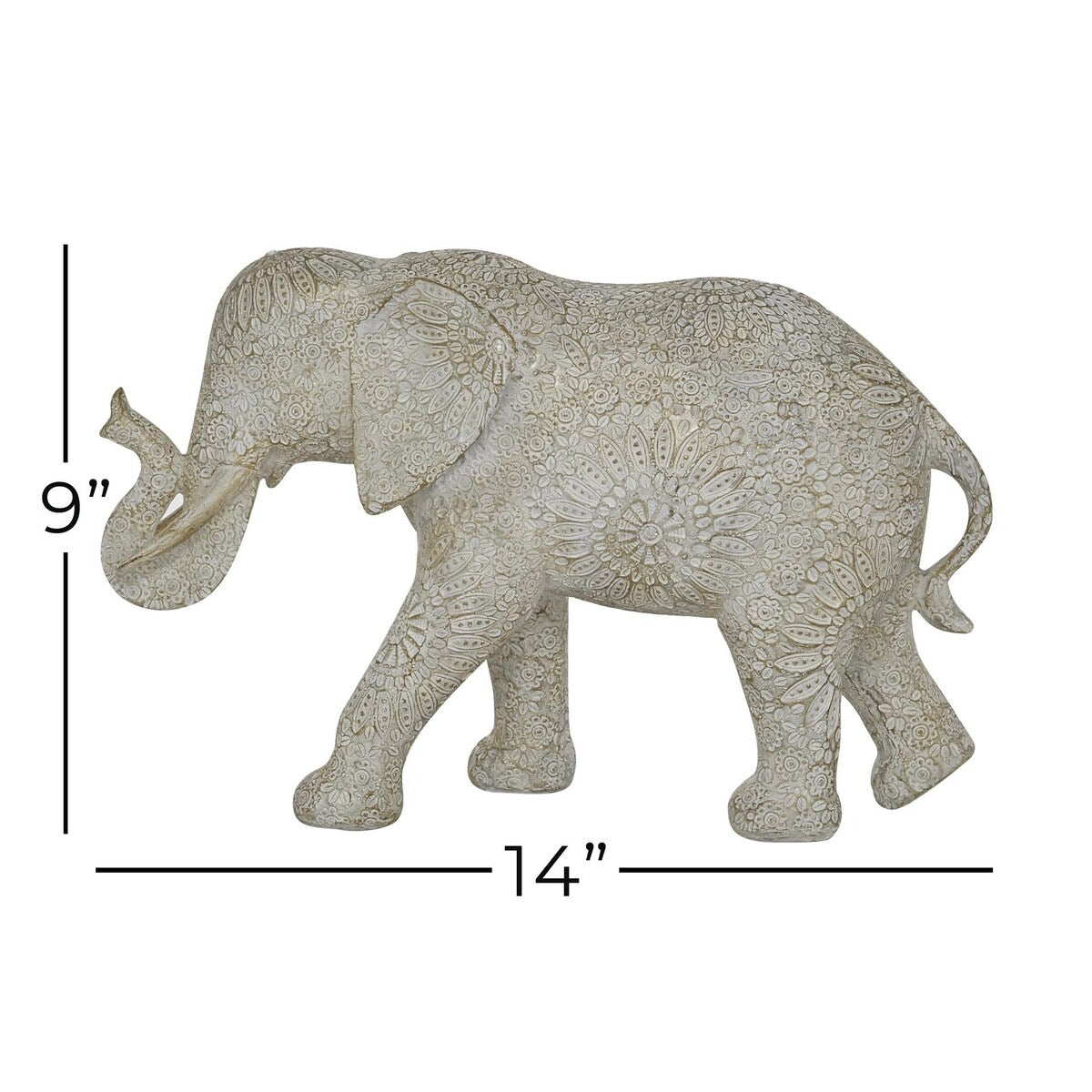 Polystone Elephant Decorative Sculpture - White - Roche River Decor