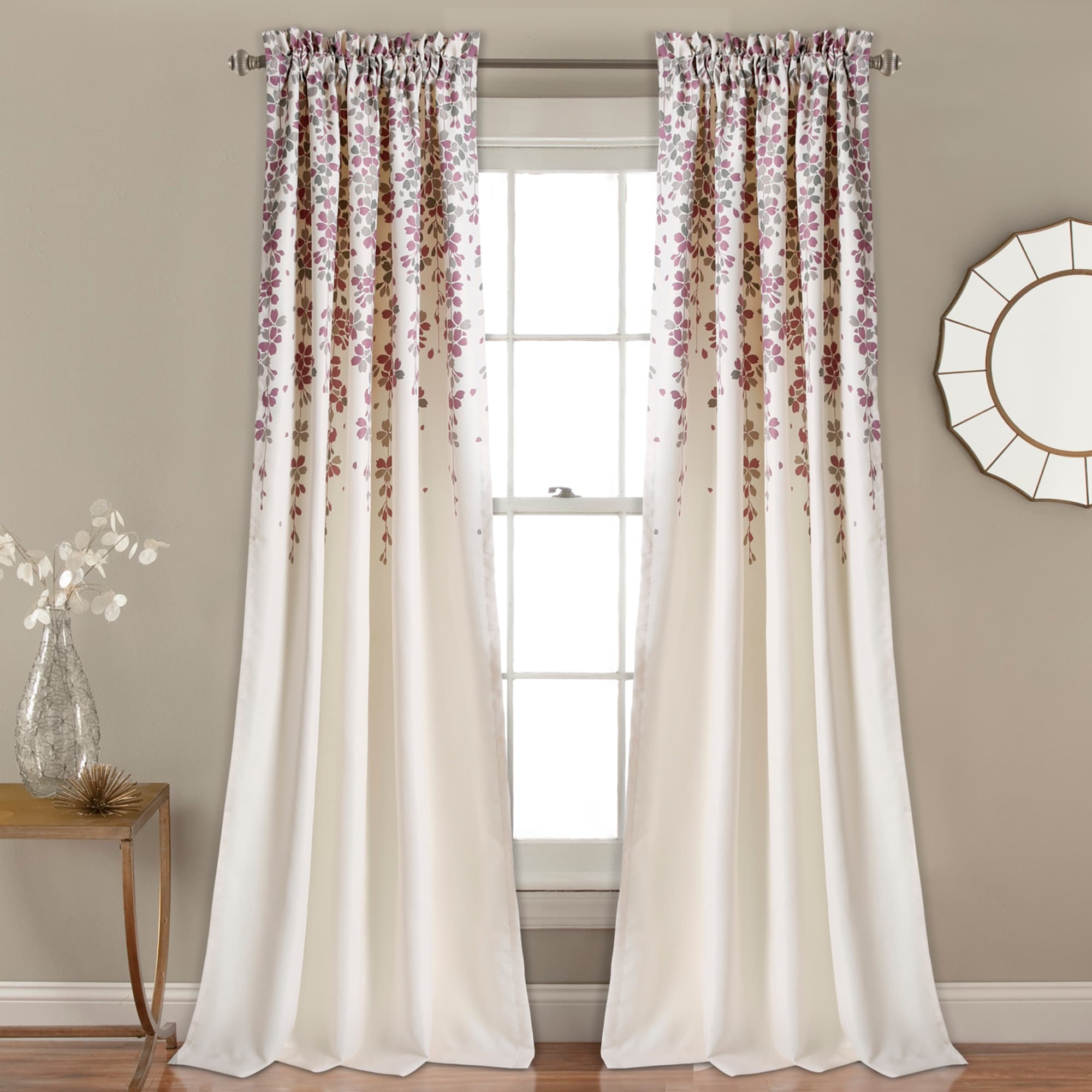 Lush Decor Weeping Flowers Room Darkening Curtain Panel Pair