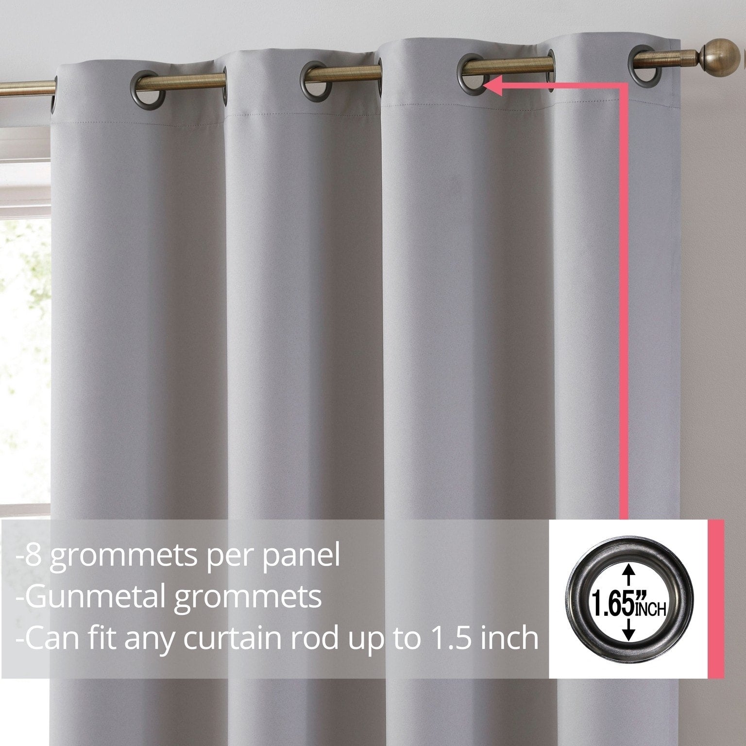 HLC.me Laurance 100% Blackout Curtains - Thermal Insulation Energy Efficient Grommet Window Curtains, Set of 2