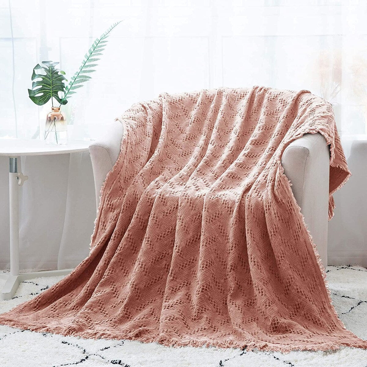 KASENTEX Cotton Ultra Soft Throw Blanket Lightweight Breathable for Couch Sofa Bed All Season