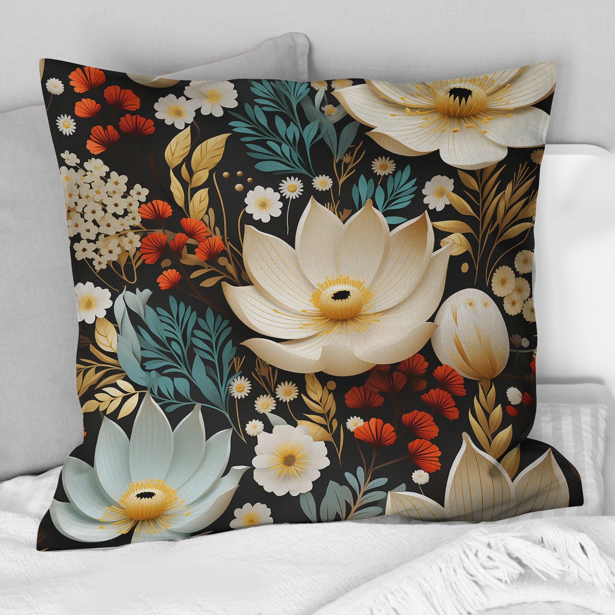 Designart Whimsical Bohemian Bliss Floral Pattern II Floral Printed Throw Pillow