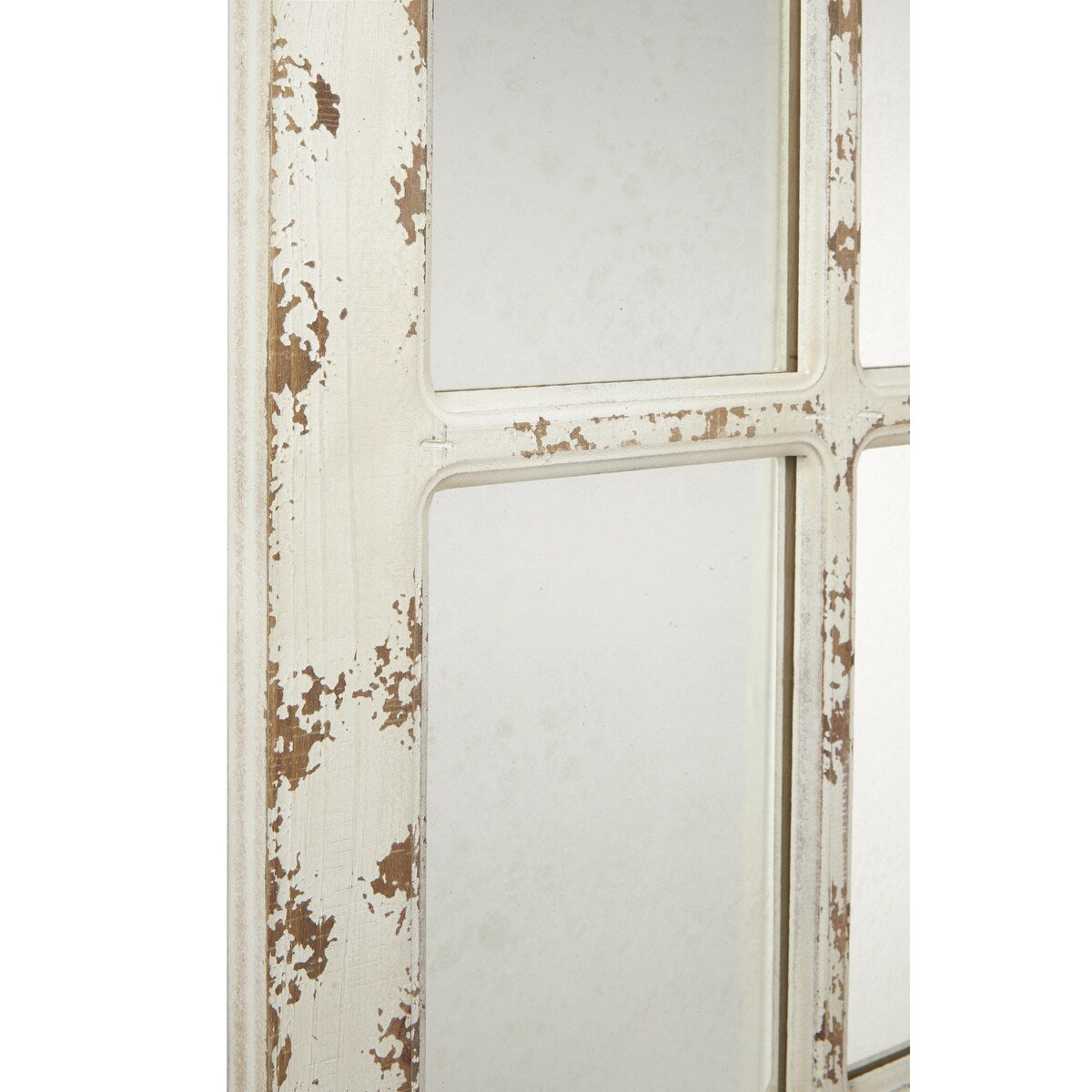 Wood Window Pane Inspired Room Wall Mirror with Arched Top and Distressing - Set of 3 White - Roche River Decor