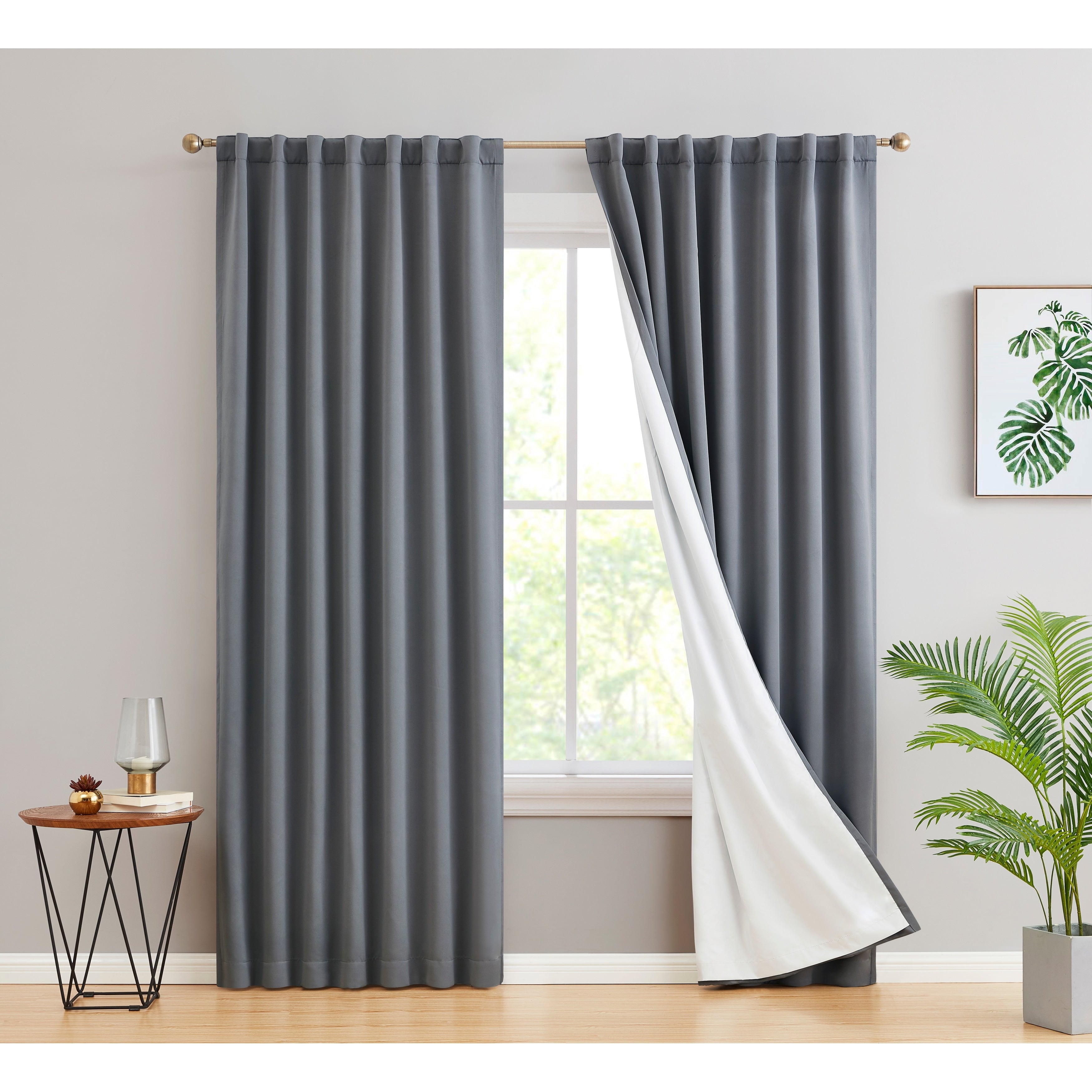 HLC.me Hamilton 100% Complete Blackout Lined Heavy Thermal Insulated Window Curtain Rod Pocket Back Tab Panels, 2 Panels