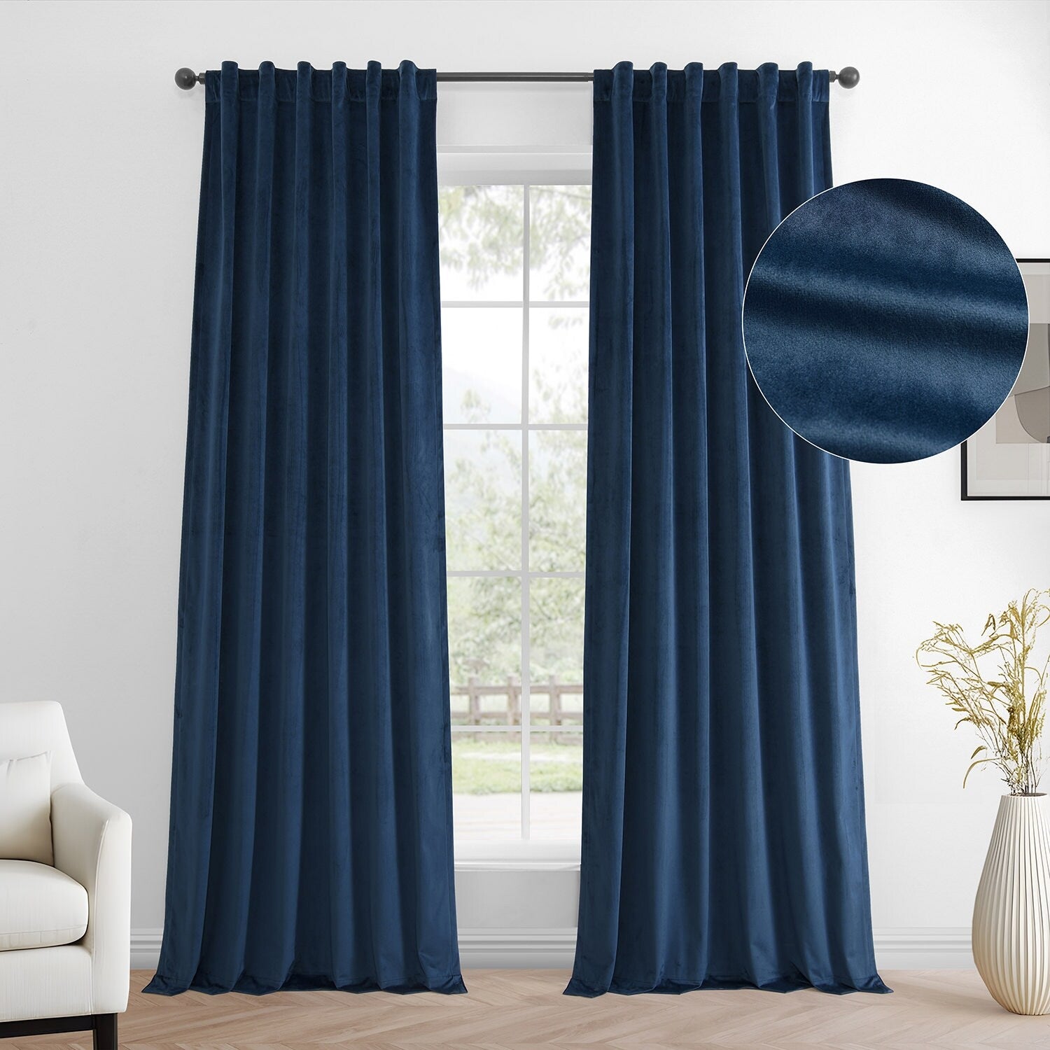 Exclusive Fabrics Simply Velvet Room Darkening Curtains 2 Panels Set - Velvet Window Curtains for Living Room & Bedroom