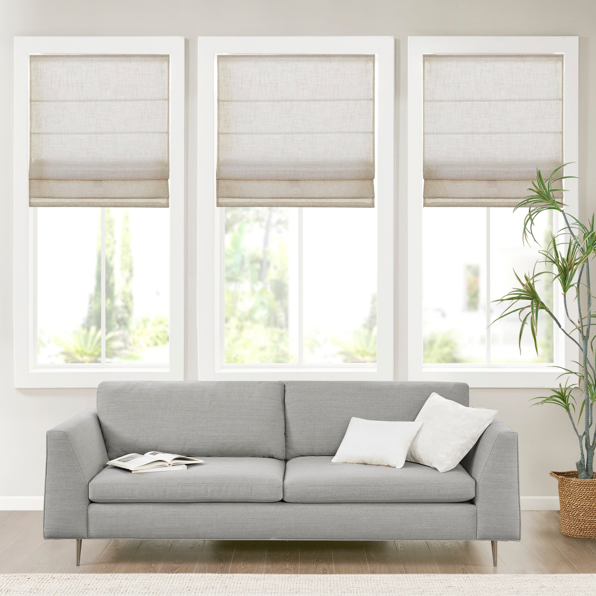 Madison Park Suvi Linen Blend Light Filtering Cordless Roman Shade