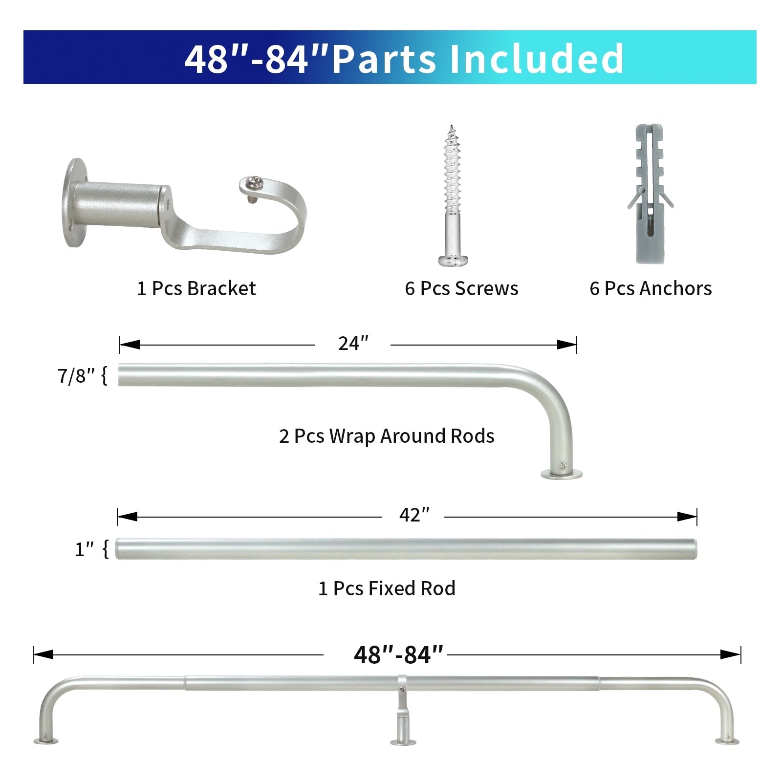 Energy-saving Wraparound Adjustable French Blackout Curtain Rod Set