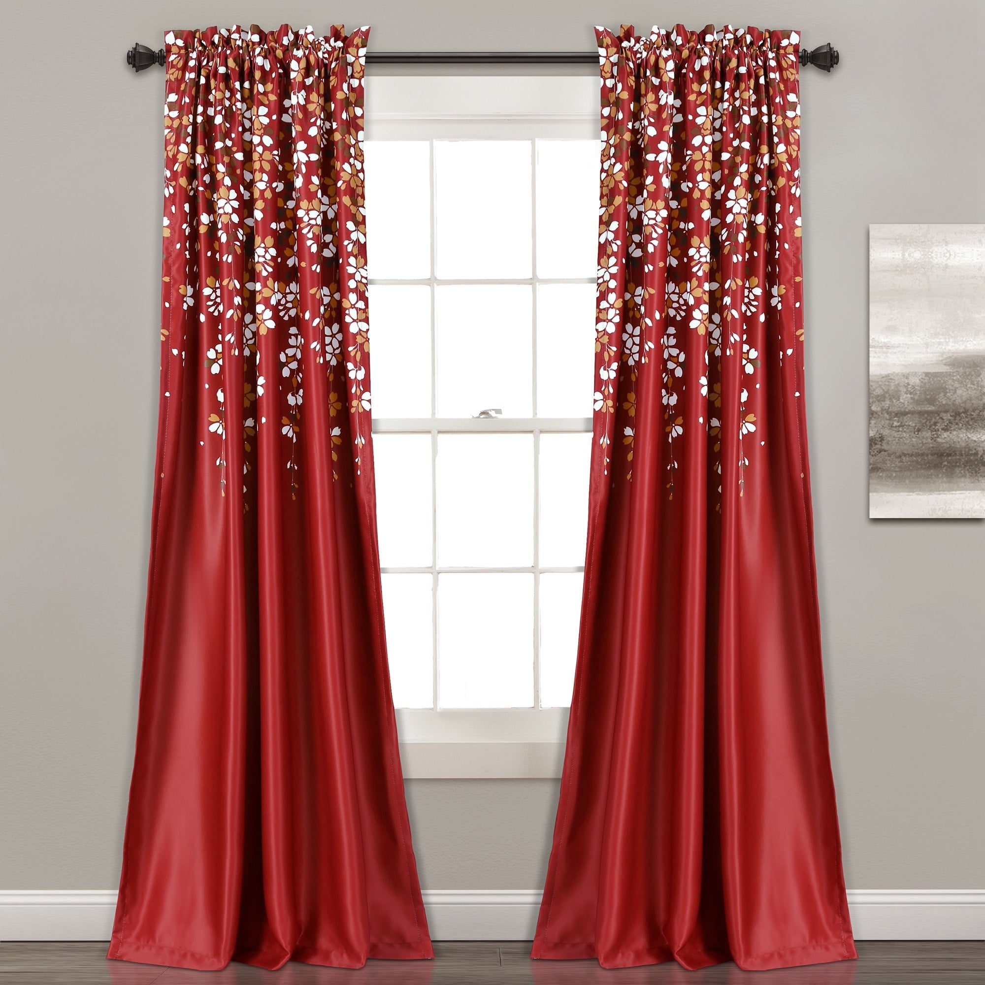 Lush Decor Weeping Flowers Room Darkening Curtain Panel Pair