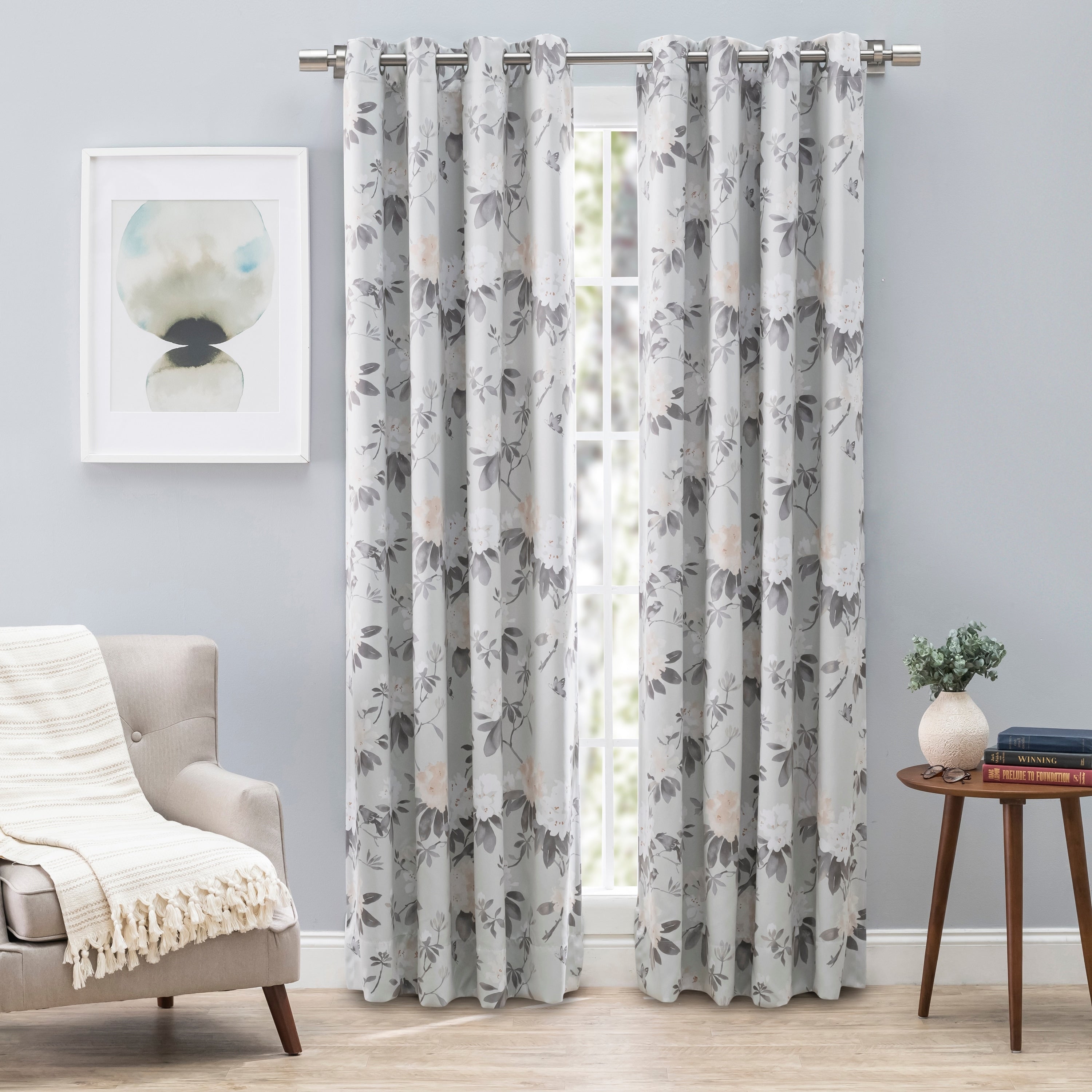 Mystic Garden Premium Floral Blackout Grommet Curtain Panel