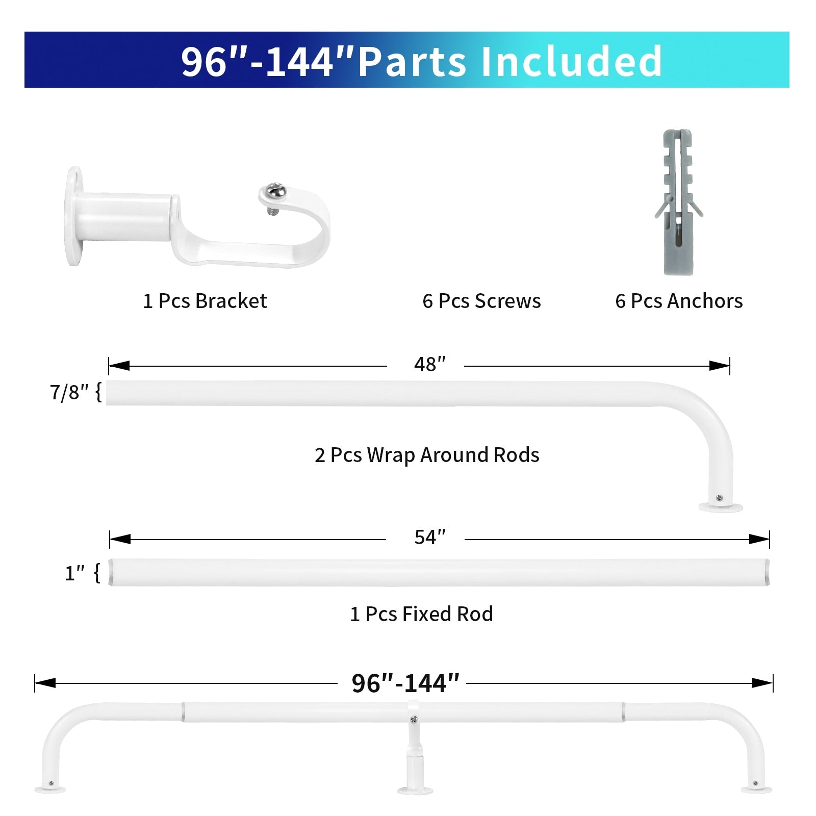 Energy-saving Wraparound Adjustable French Blackout Curtain Rod Set