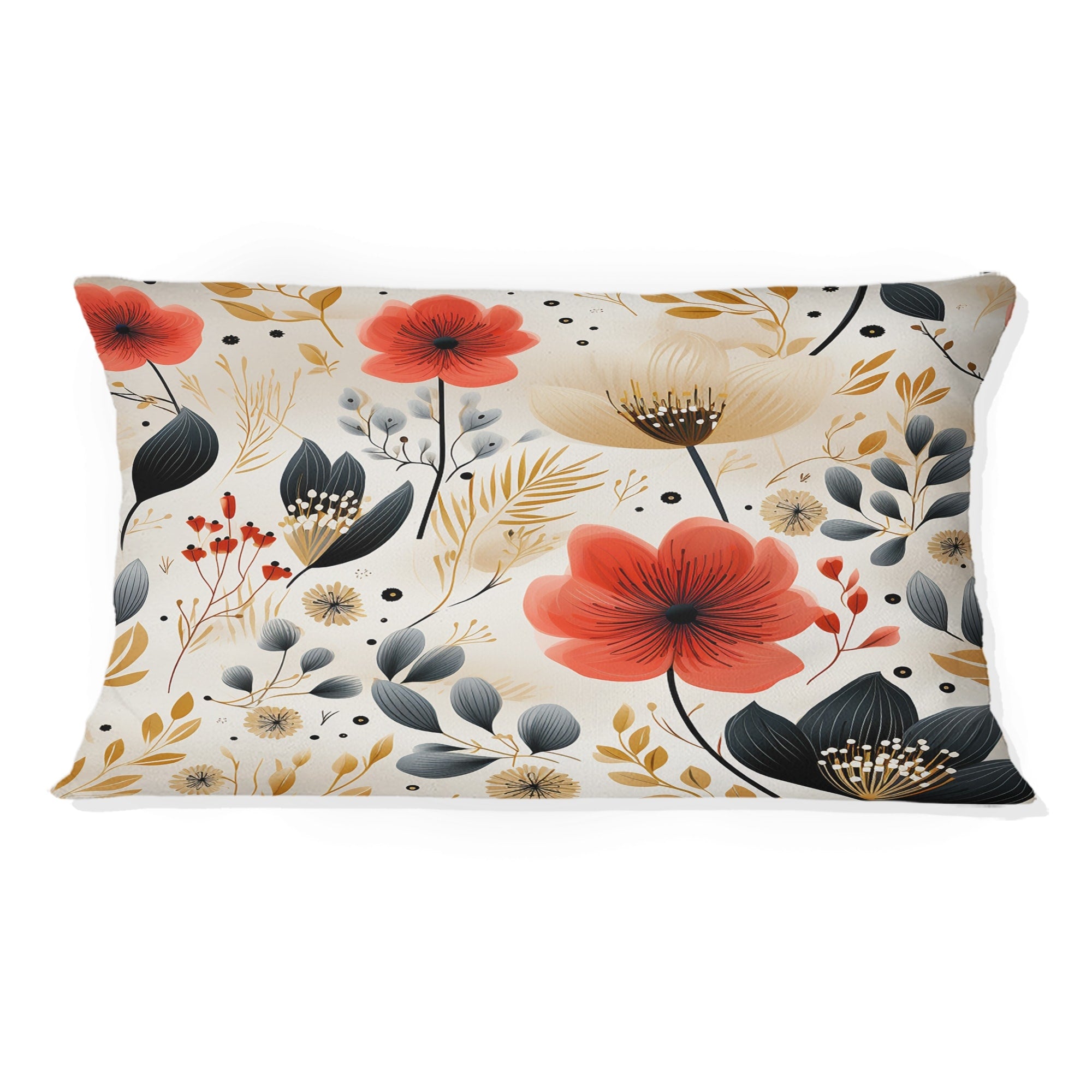 Designart Watercolor Whimsy Coral Floral Pattern Floral Printed Throw Pillow