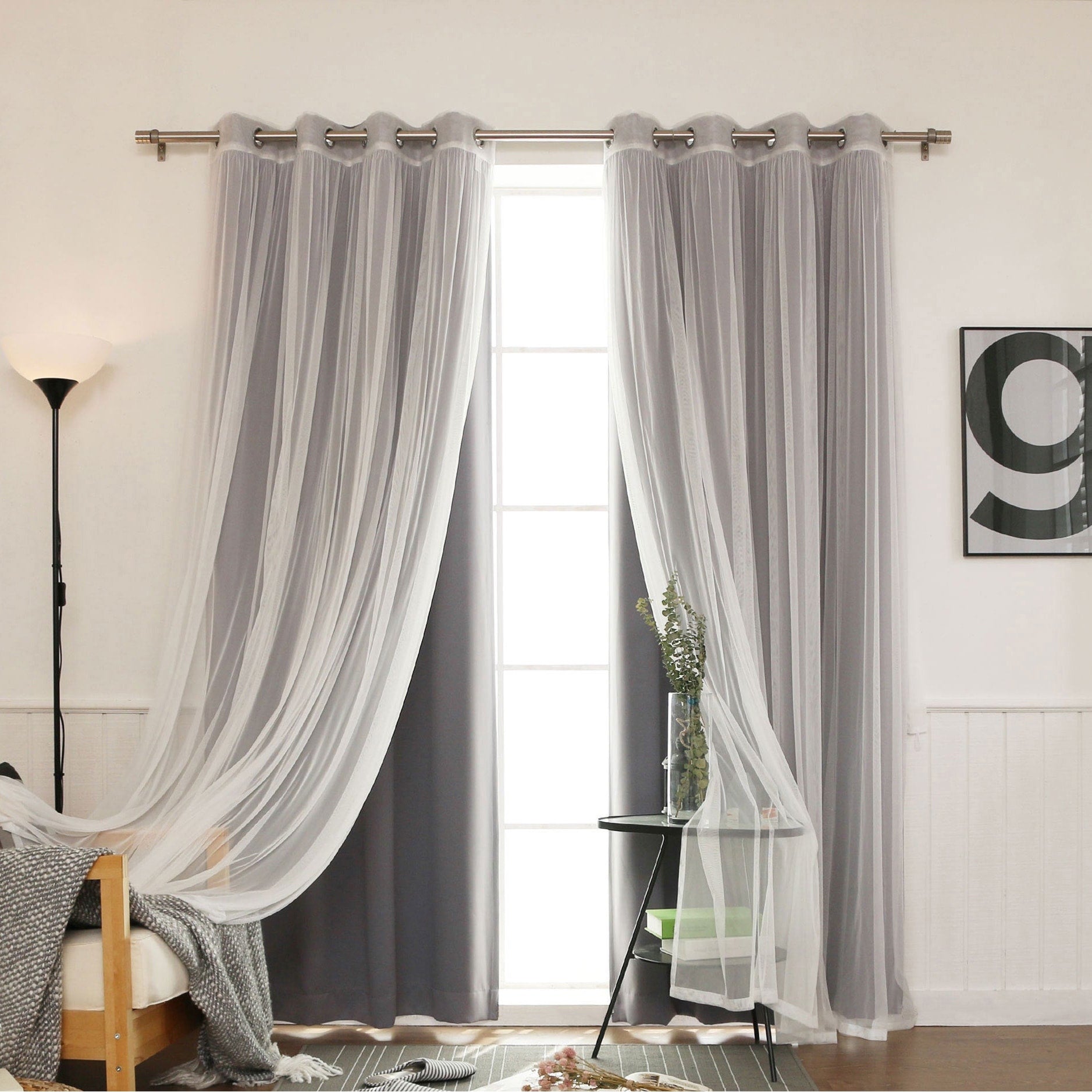 Aurora Home Mix and Match Blackout Sheer 4-piece Curtain Panel Set