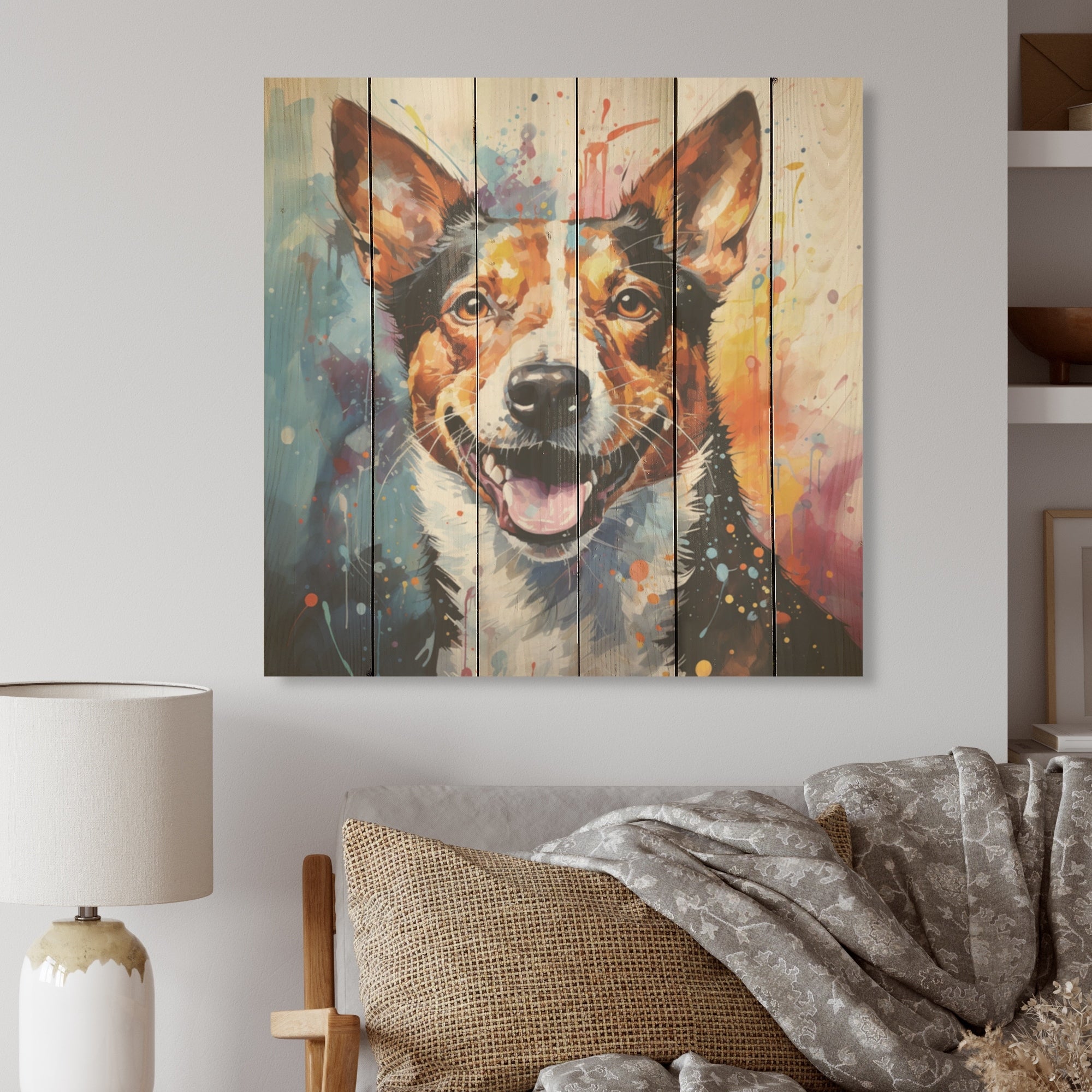 Designart Dog Basenji Bliss I Dog Wood Wall Decor - Modern Brown Wood Panel On Natural Pine Wood