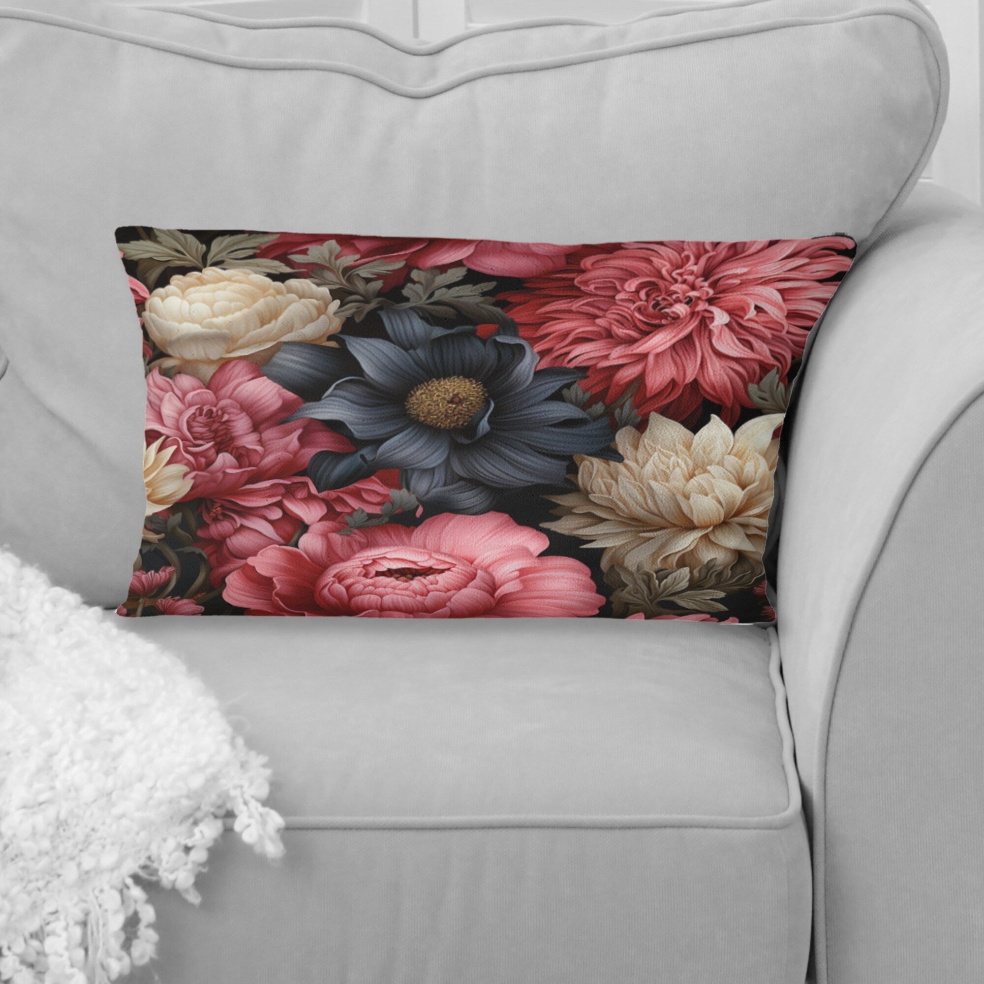 Designart Victorian Pink And Beige Floral Pattern I Floral Printed Throw Pillow