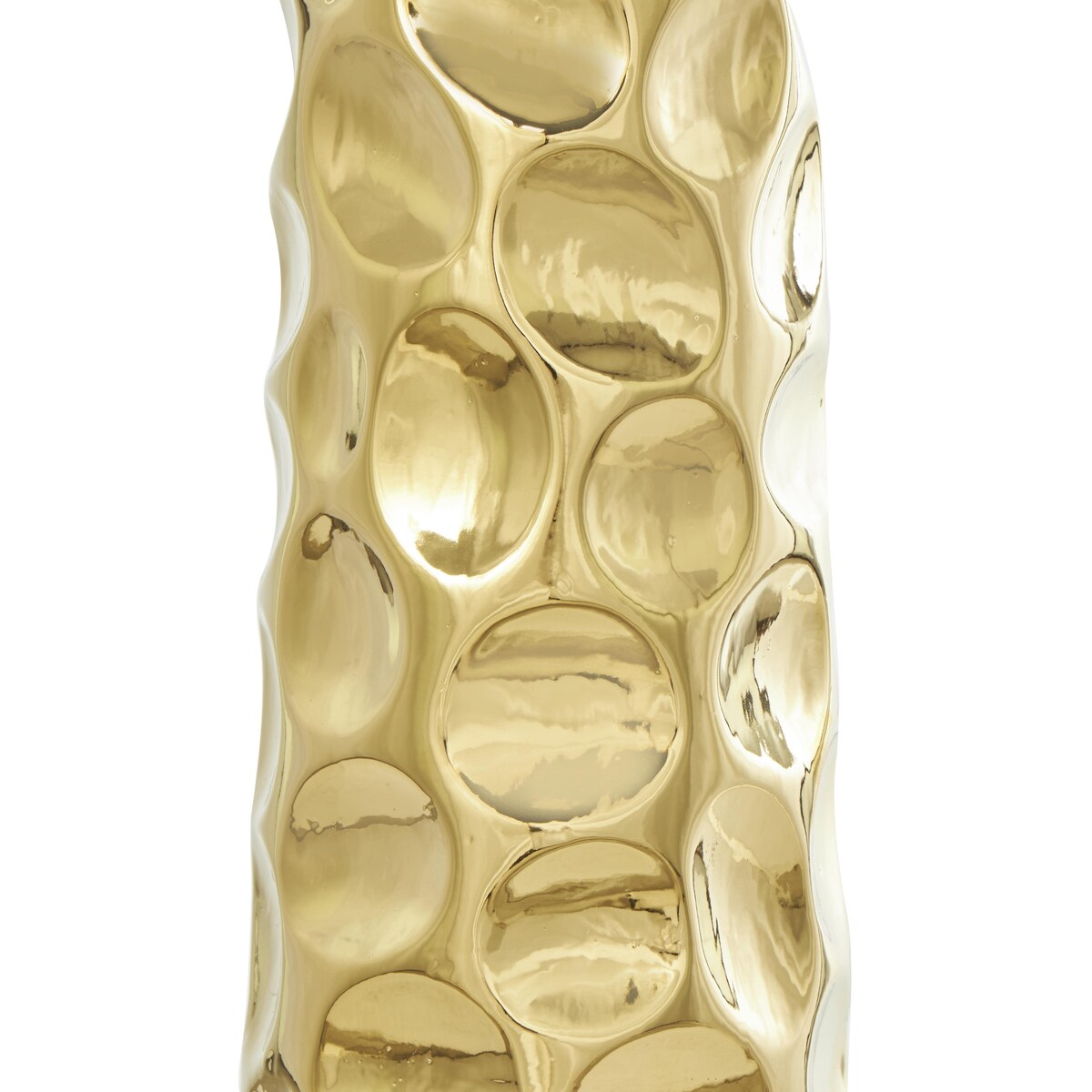 Ceramic Geometric Bubble Decorative Vase with Concaved Circles - Gold or Silver - Roche River Decor