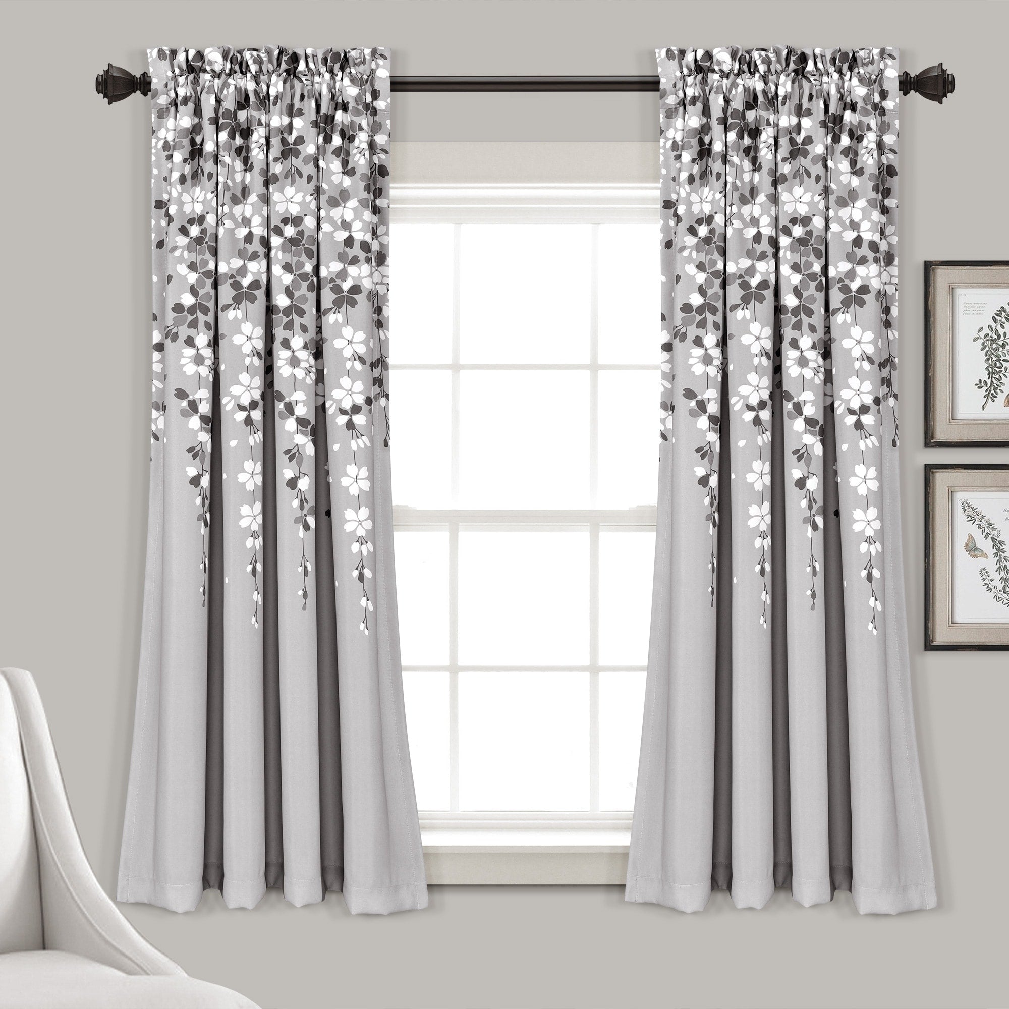 Lush Decor Weeping Flowers Room Darkening Curtain Panel Pair