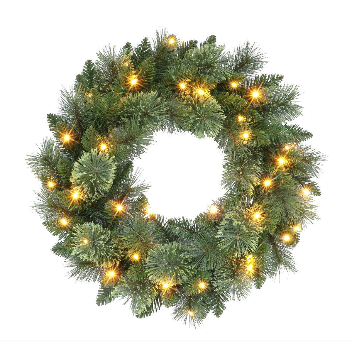 Puleo International 24 Battery-Operated Pre-Lit Wreath - Green