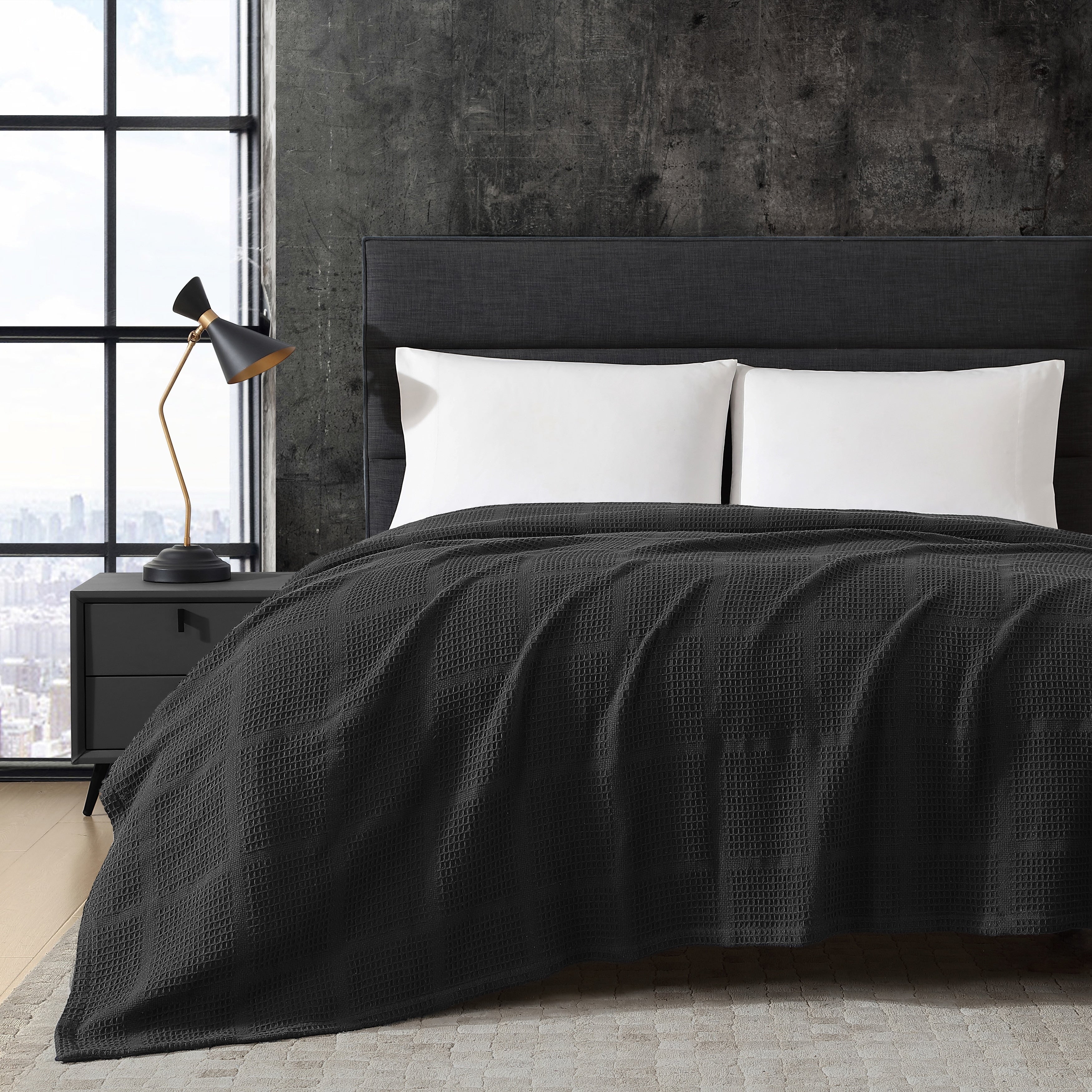 Kenneth Cole New York Waffle Grid Blanket