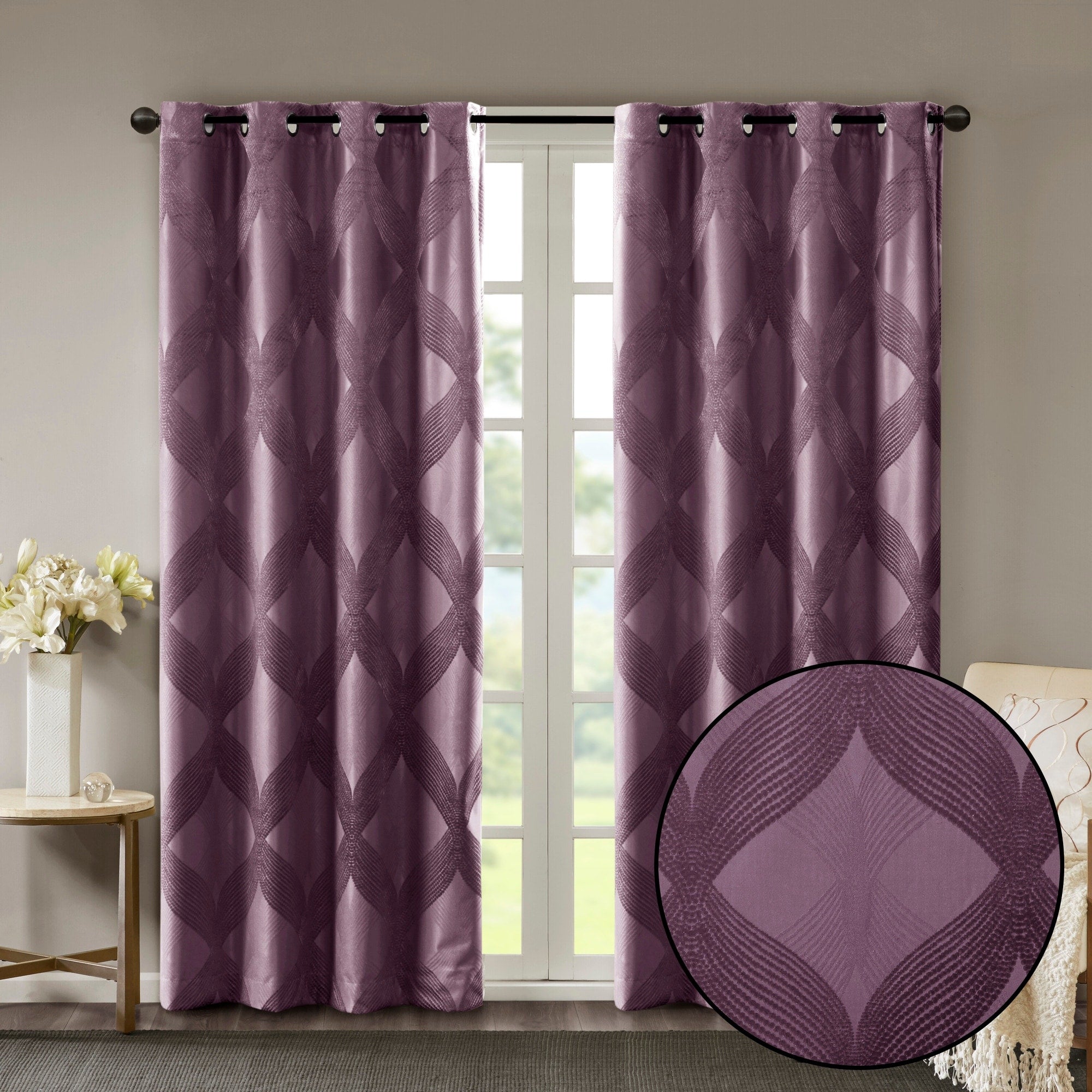 SunSmart Abel Ogee Knitted Jacquard Total Blackout Curtain Panel