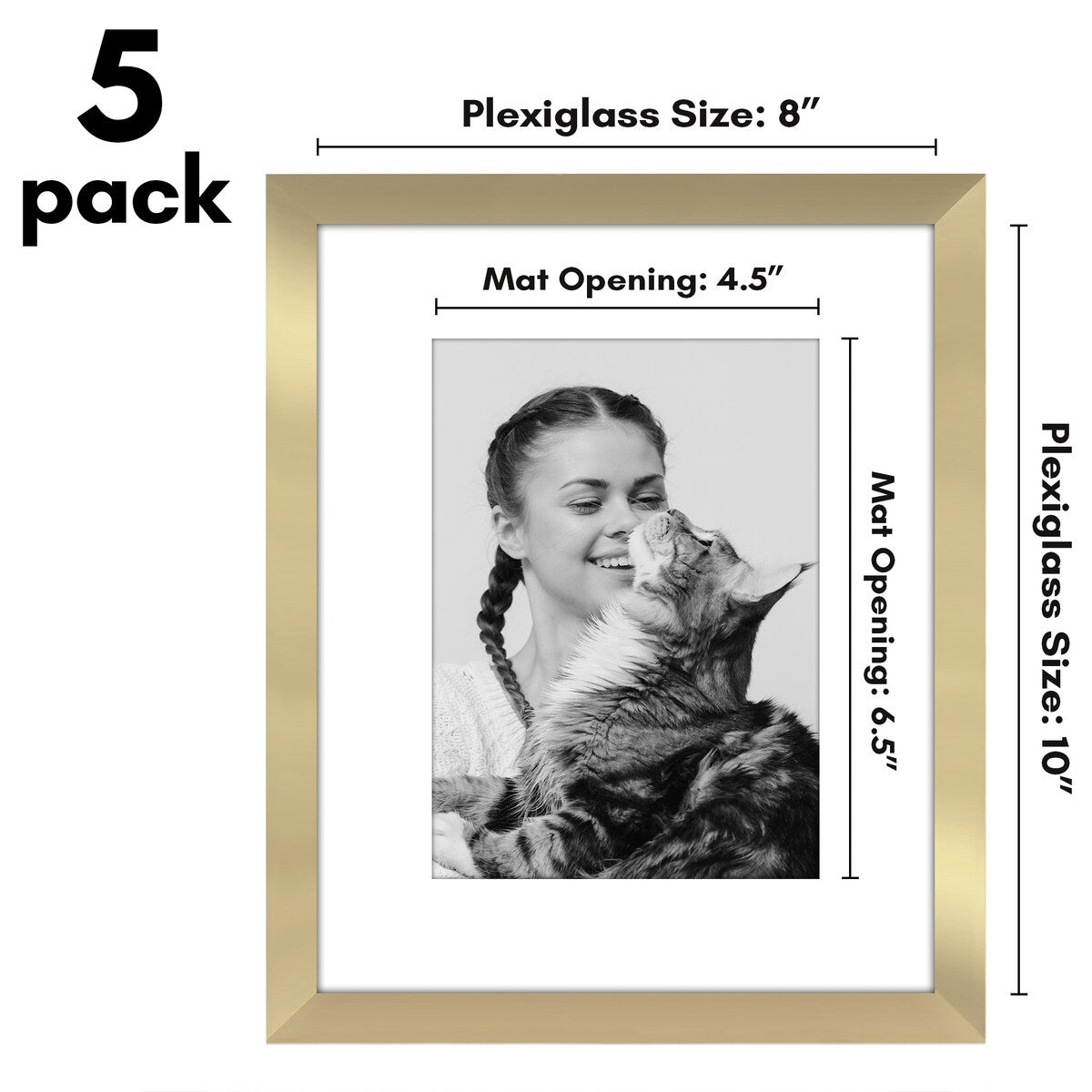 Americanflat 5 Pack of Picture Frames with Mat - Plexiglass Cover