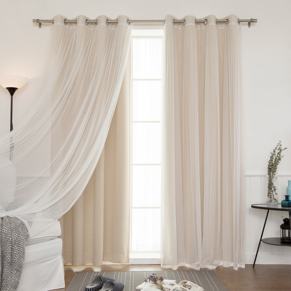 Aurora Home Mix and Match Blackout Sheer 4-piece Curtain Panel Set